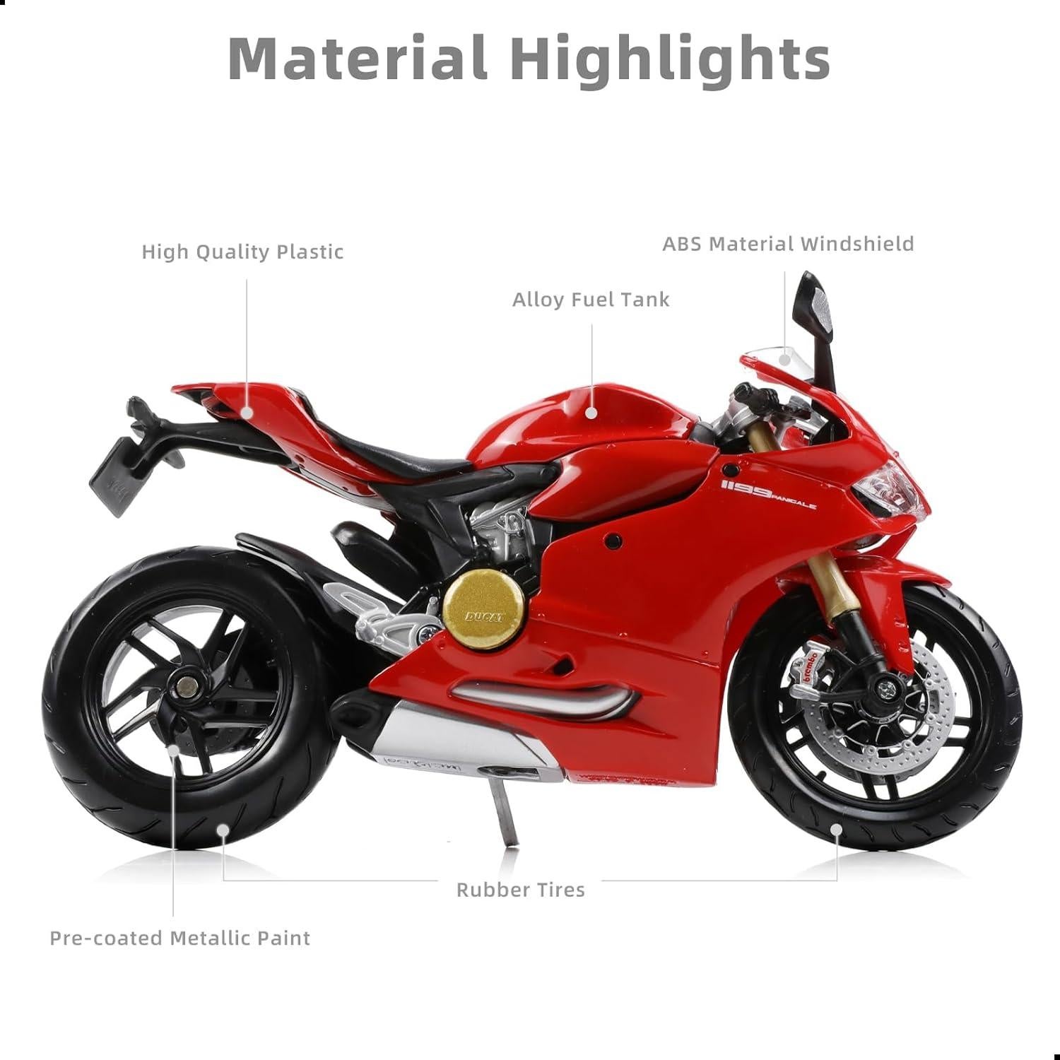 Modelo Motocicleta 1:12 Ducati 1199 Panigale Diecast Rojo