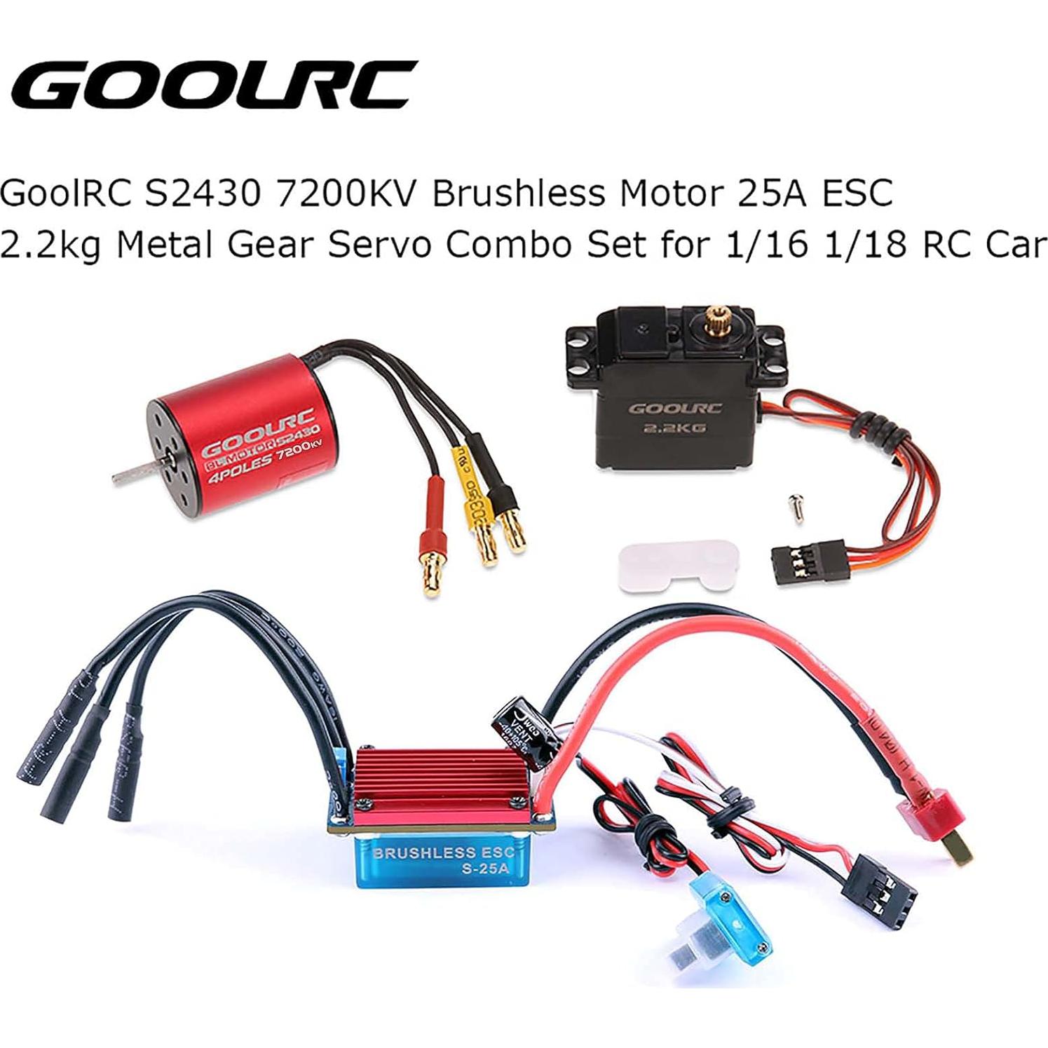 Combo Motor Sin Escobillas GoolRC S2430 7200KV + ESC 25A + Servo 2.2kg