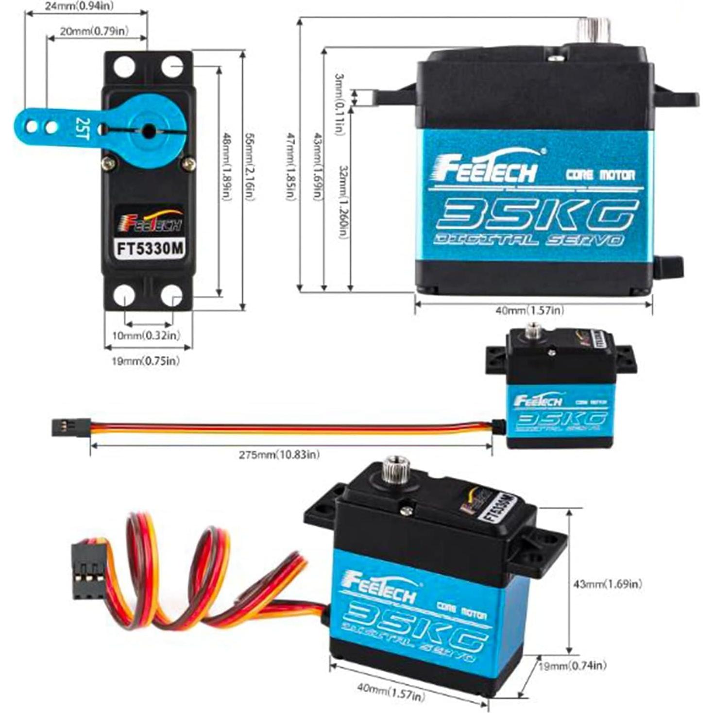 Servo Digital FEETECH 180° 35Kg para Coches RC 1/10 1/8