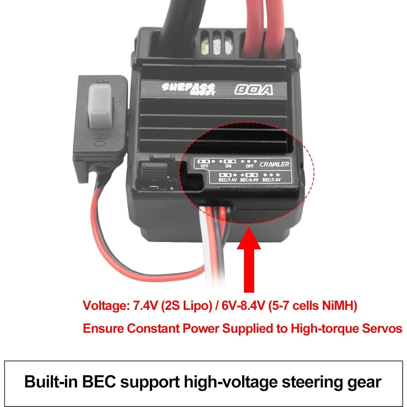 Motor 550 12T y ESC 80A OGRC para Camiones RC 1/10