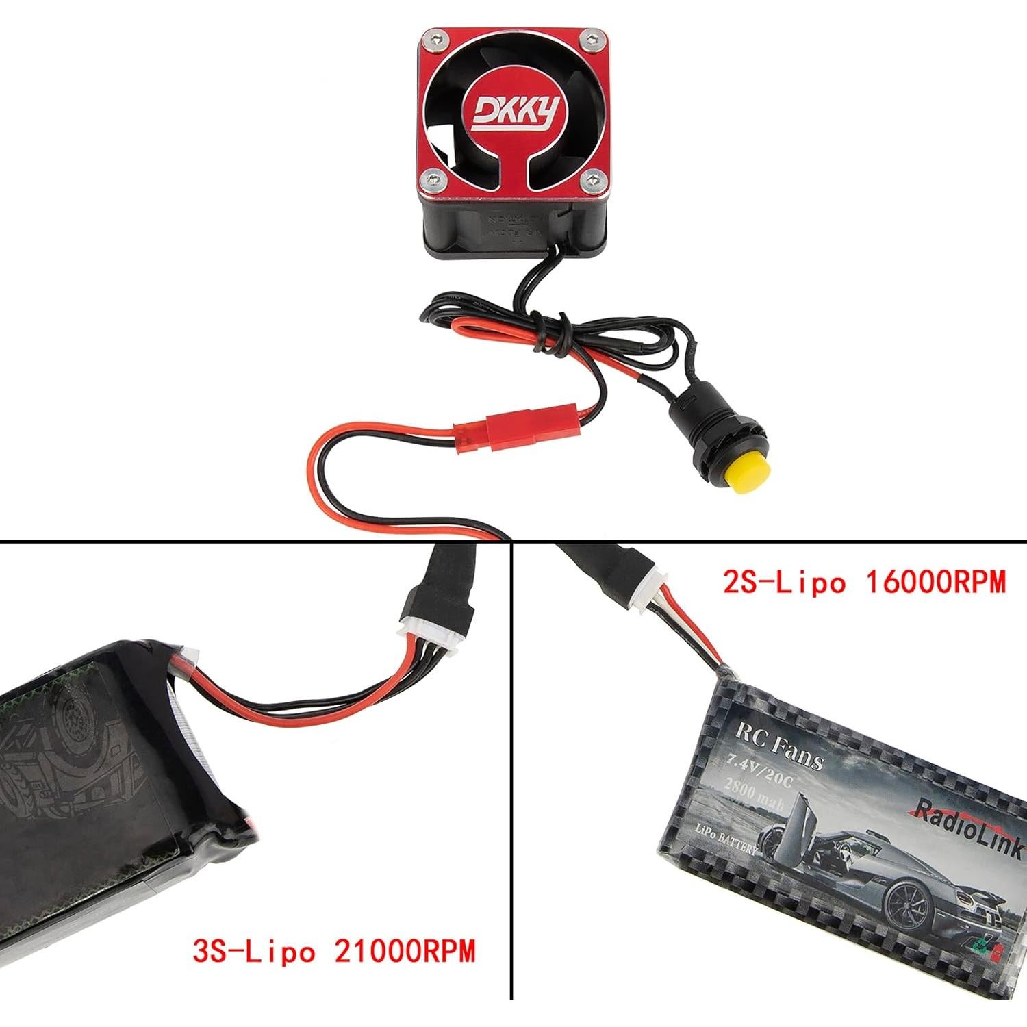 Ventilador de Enfriamiento DKKY 1/8 RC 4028 21000 RPM Rojo