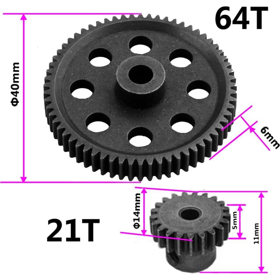 Engranaje Diferencial Metal 64T y Motor 21T Share Goo para RC