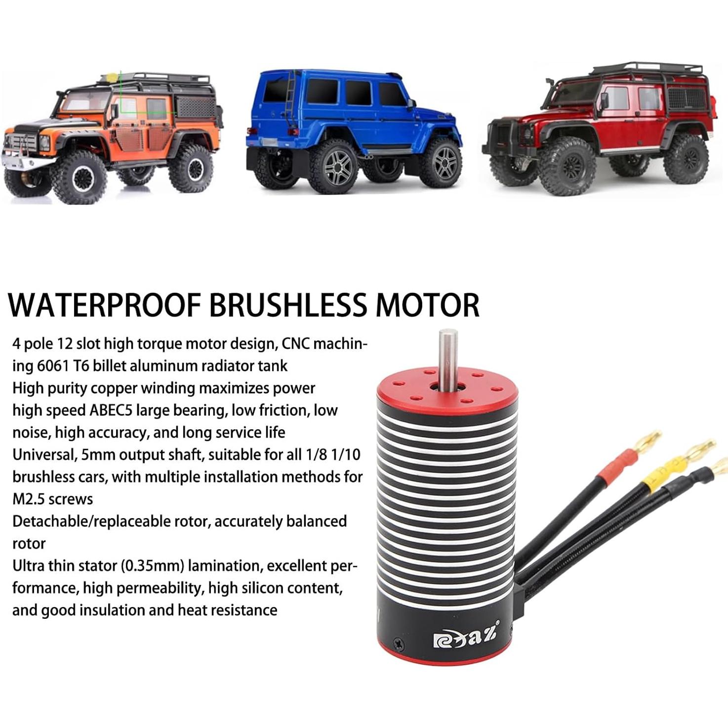 Motor Sin Escobillas BusoTh 3670 2650KV para Coche RC 1/8 y 1/10