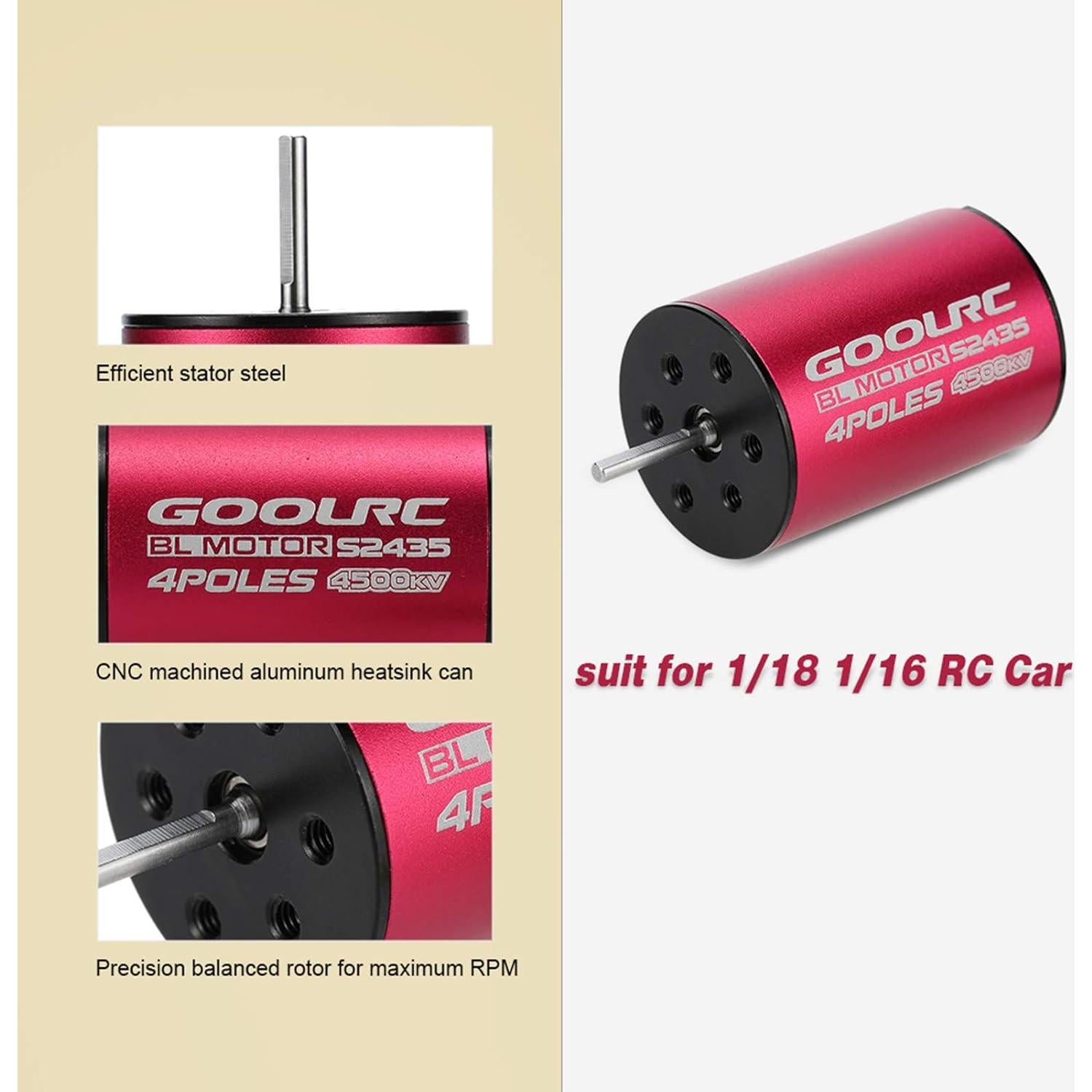 Combo Motor Sin Escobillas GoolRC S2435 4500KV + ESC S-25A + Servo 2.2kg