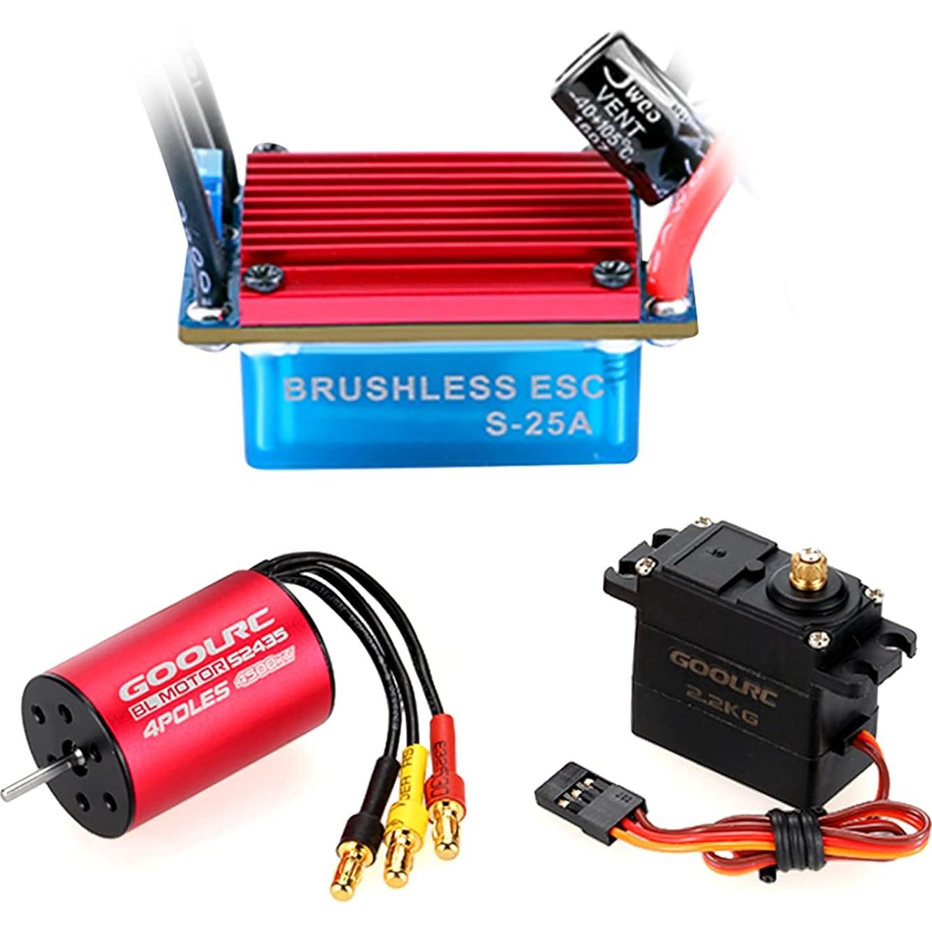 Combo Motor Sin Escobillas GoolRC S2435 4500KV + ESC S-25A + Servo 2.2kg