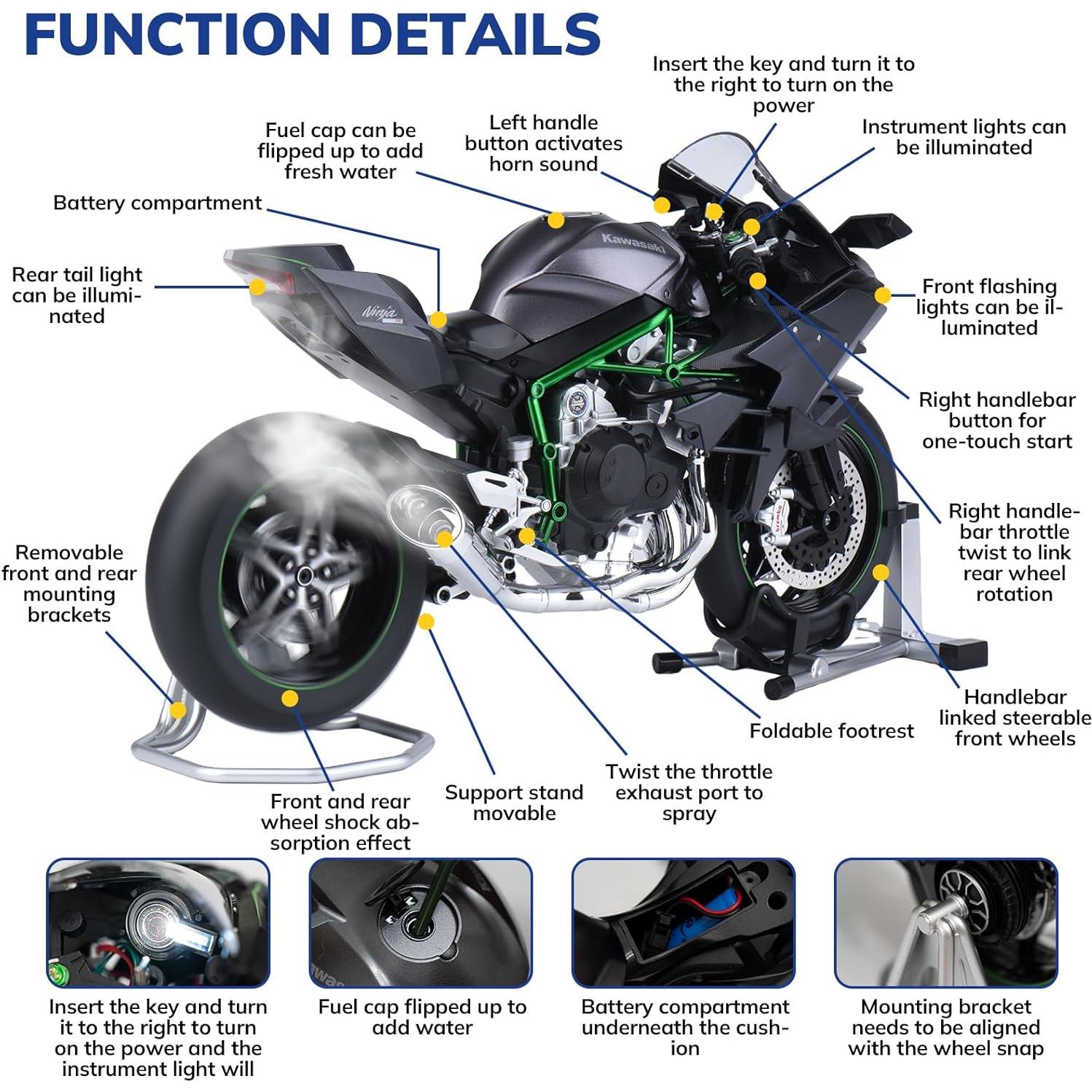 Kit Modelo Motocicleta FRJV H2R Escala 1:6 Metal 33.5 cm