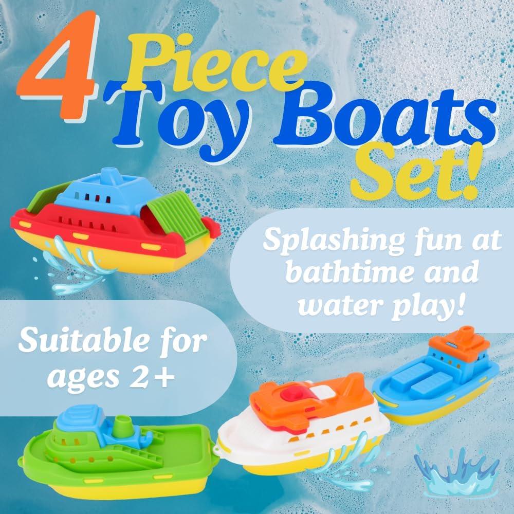 Pack de 4 Barcos de Juguete Toyland - Carga, Crucero, Pesca, Contenedor