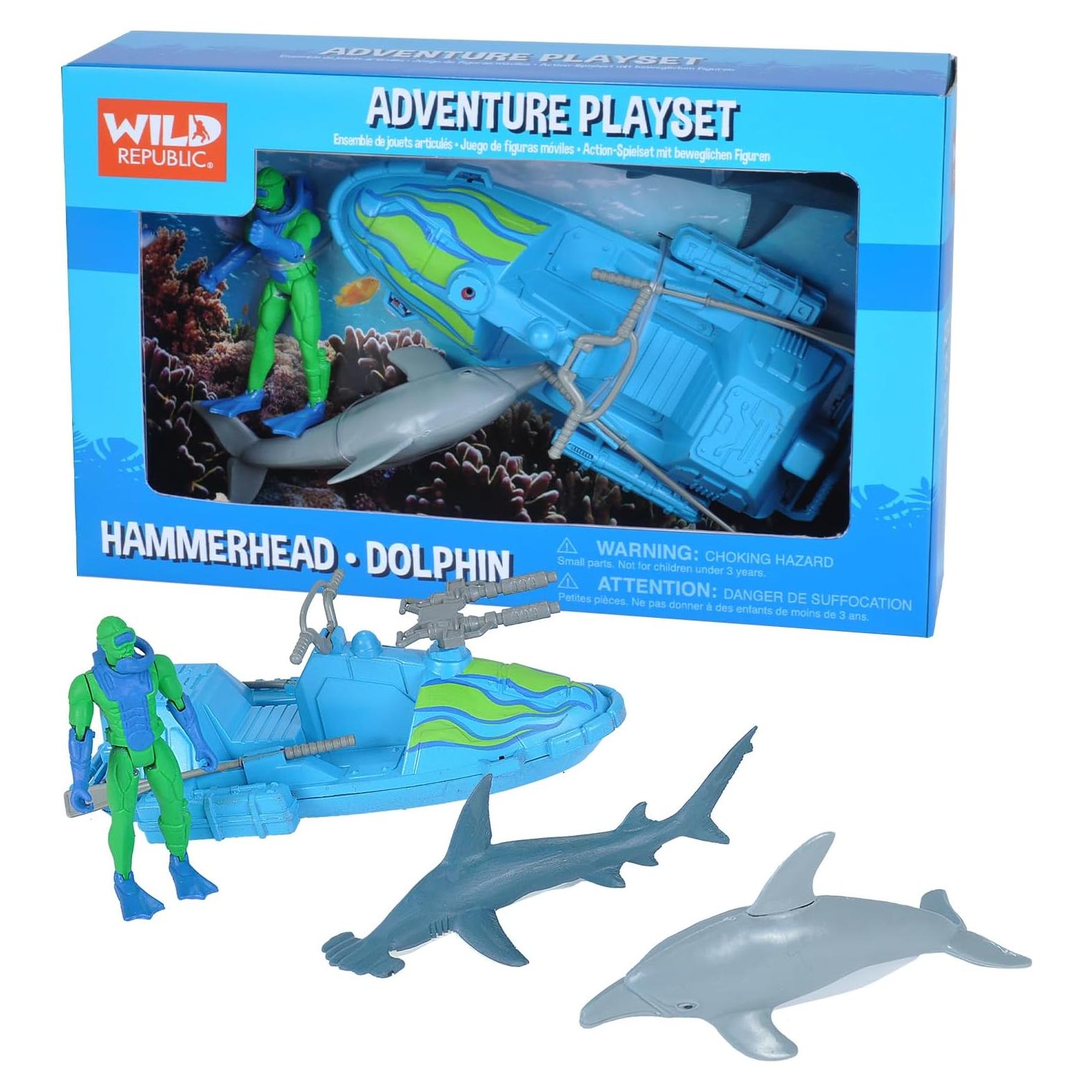 Juego de Aventura Wild Republic: Delfín y Tiburón Martillo