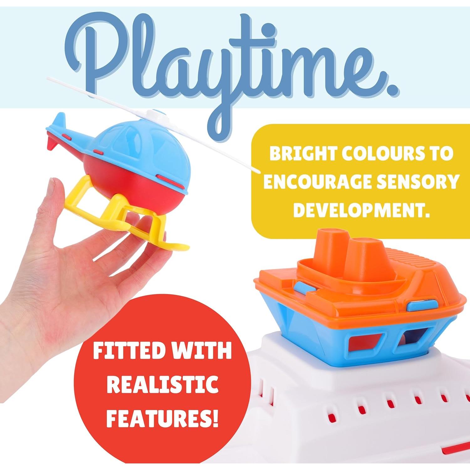 Juguete Flotante Toyland® Barco Remolcador con Helicóptero 42cm