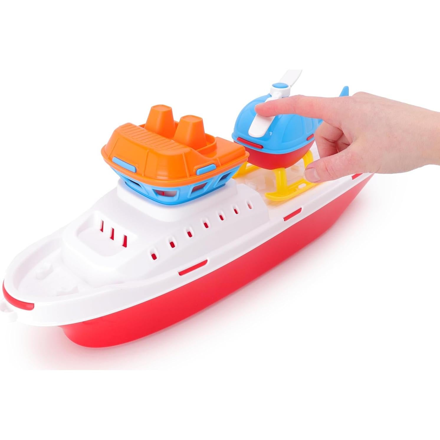 Juguete Flotante Toyland® Barco Remolcador con Helicóptero 42cm