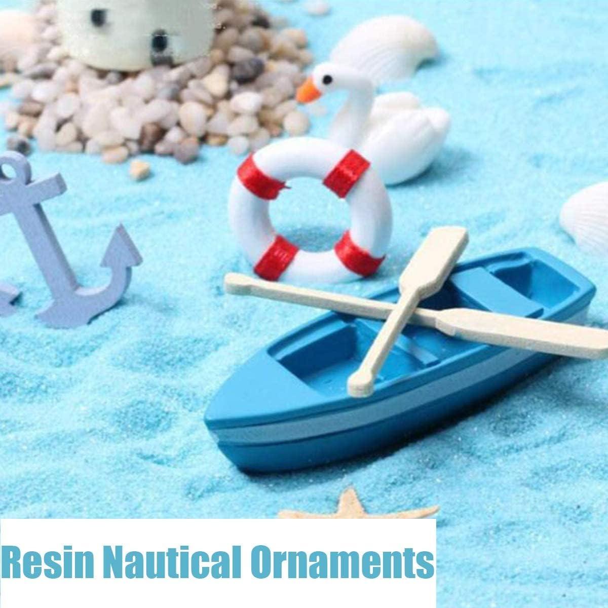 5 Piezas Mini Figuritas Barco de Pesca Decoración Resina