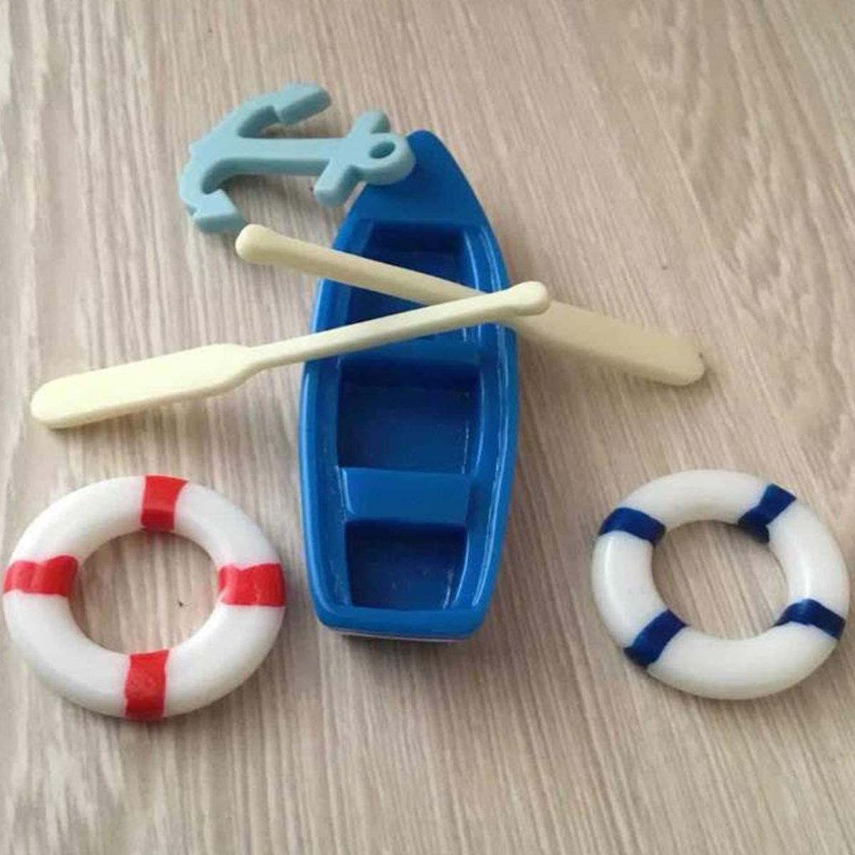 5 Piezas Mini Figuritas Barco de Pesca Decoración Resina