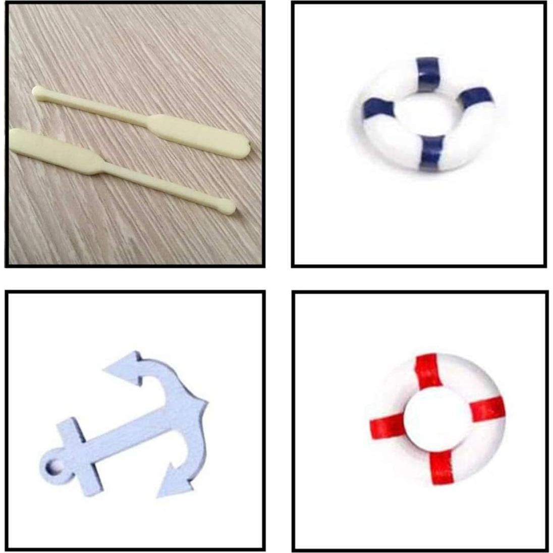 5 Piezas Mini Figuritas Barco de Pesca Decoración Resina