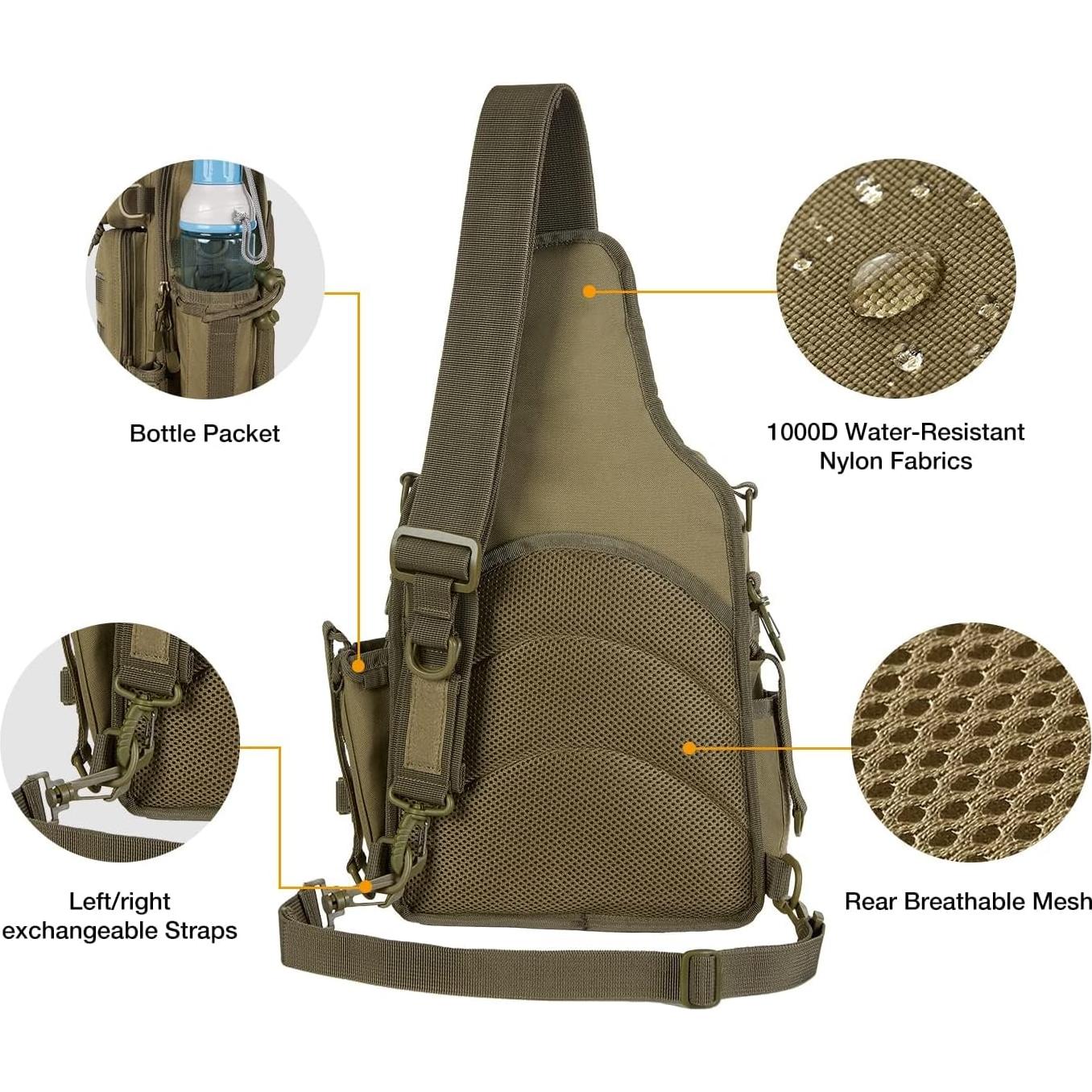 Bolsa de Pesca Piscifun Sling Caqui 30x21x10 cm Resistente