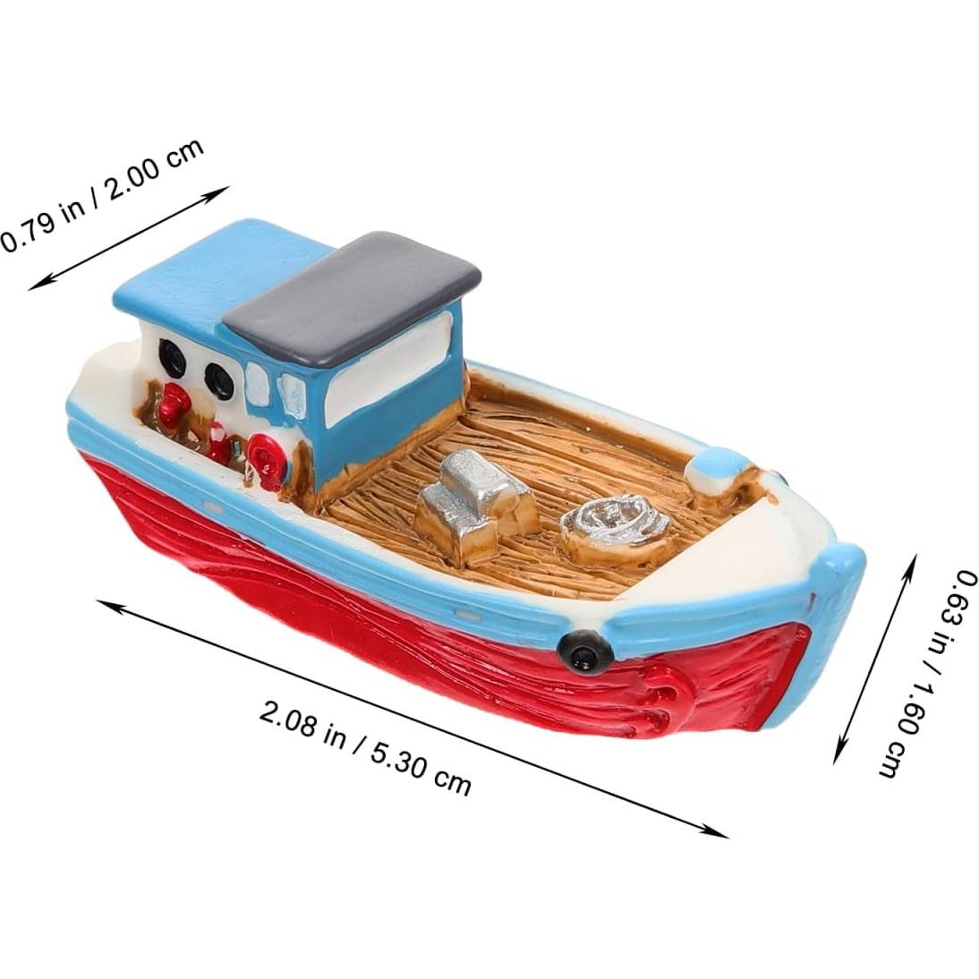 Barco de Pesca Miniatura de Resina Ibasenice 5.28x1.98 cm