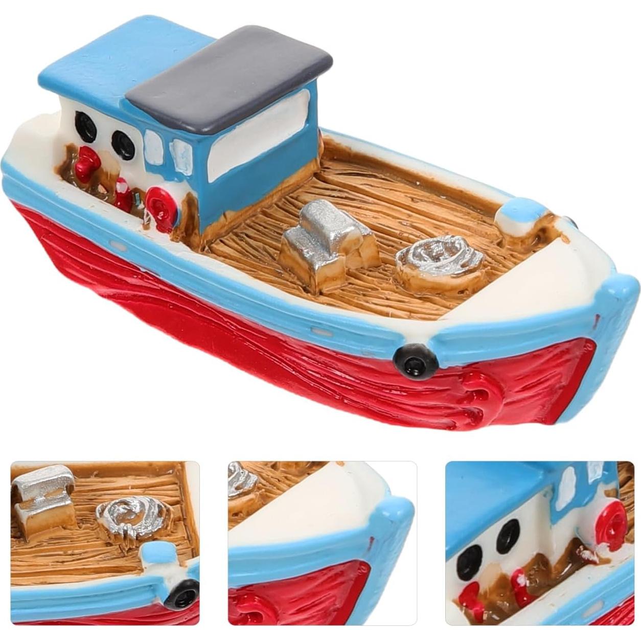 Barco de Pesca Miniatura de Resina Ibasenice 5.28x1.98 cm