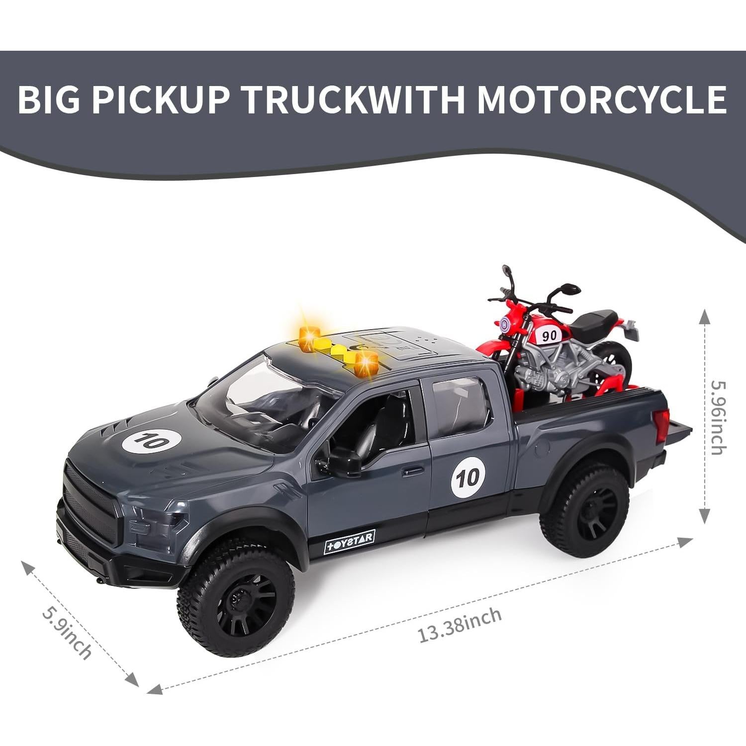 Camioneta Pickup de Juguete DDZOOU con Motocicleta y Sonido