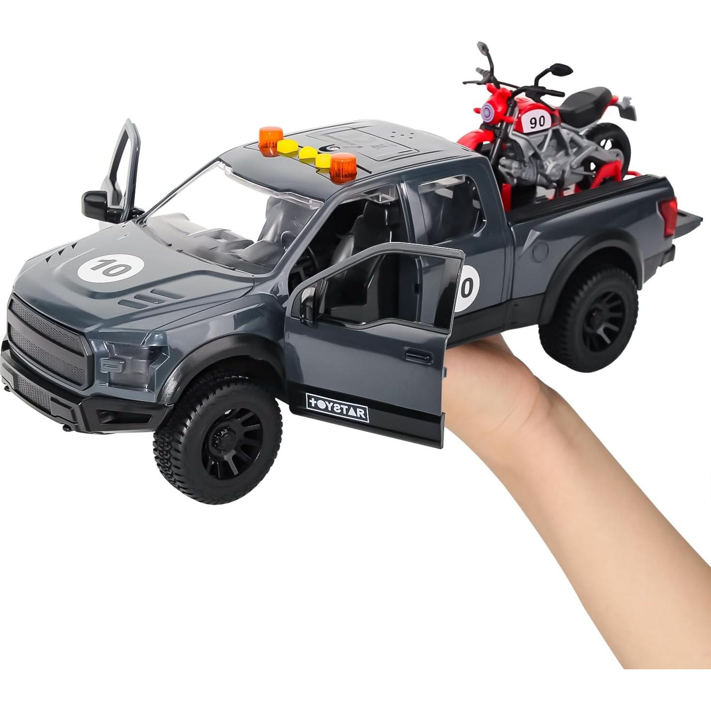 Camioneta Pickup de Juguete DDZOOU con Motocicleta y Sonido