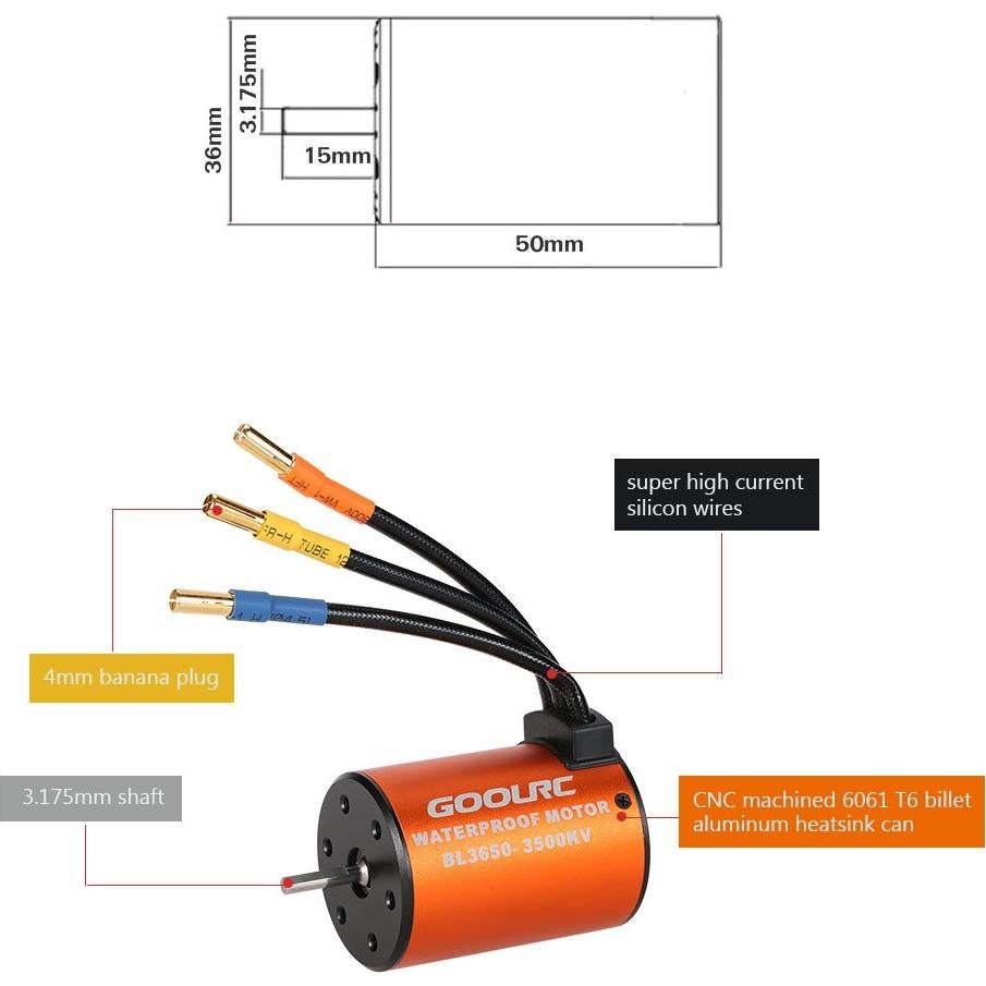 Motor Sin Escobillas GoolRC 3650 3500KV para Coche RC 1/10