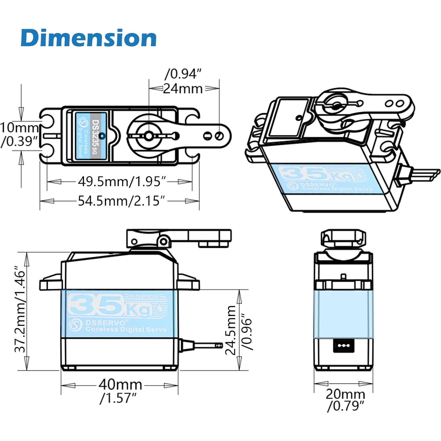 Servo Digital Wishiot 35KG Impermeable 270° Metal 60g