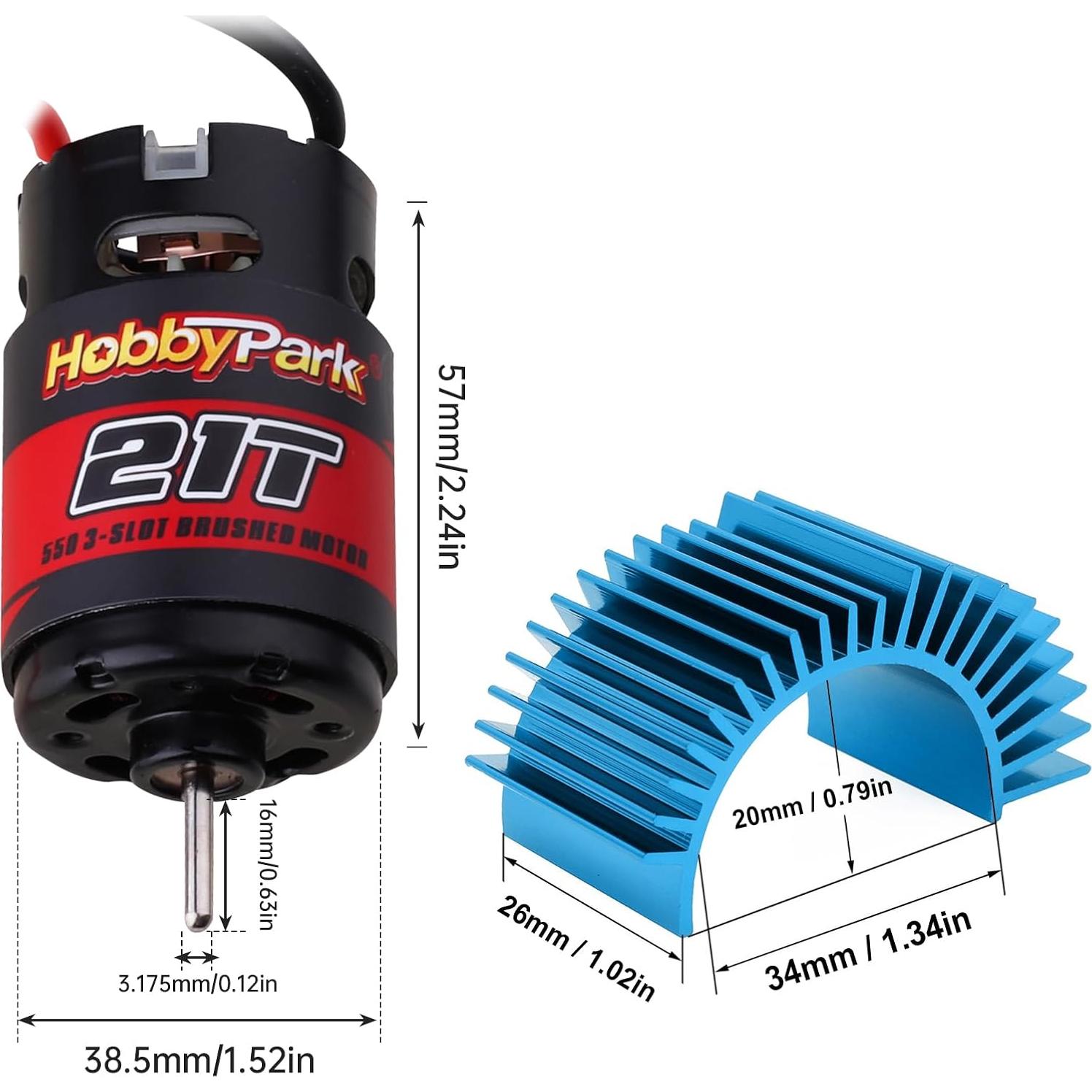 Motor Hobbypark 550 21T con disipador para RC 1/10