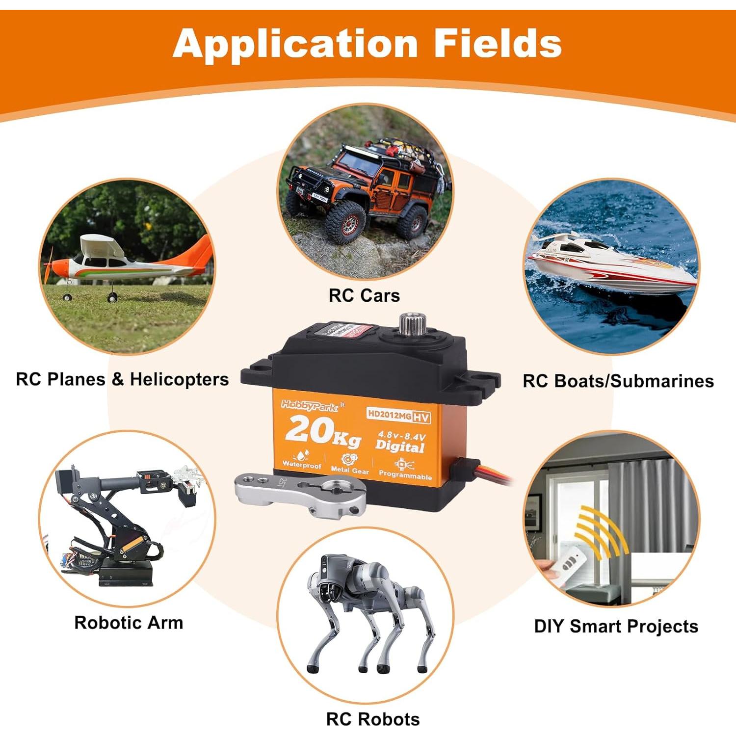 Servo RC Impermeable HobbyPark 20KG Digital 180° 25T