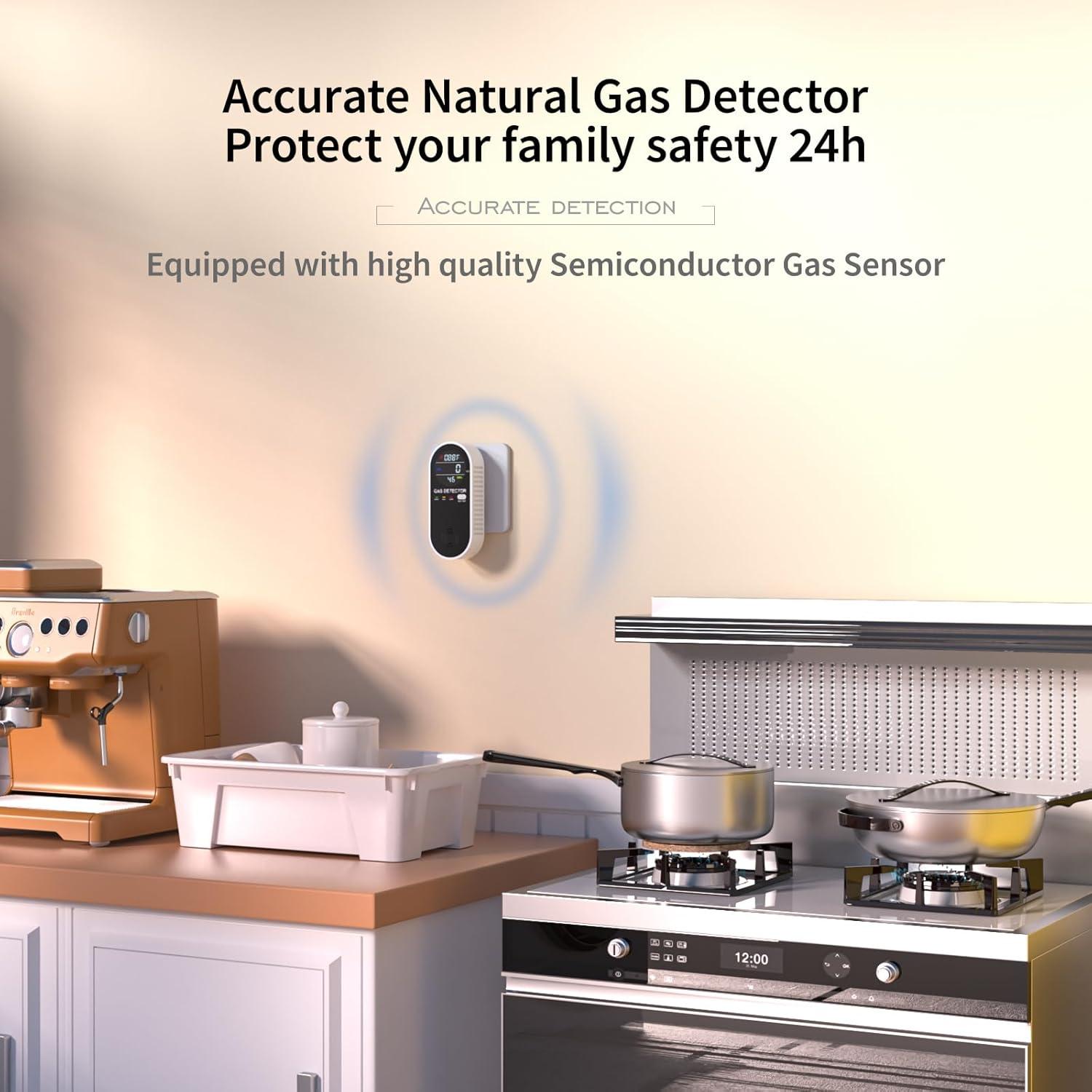 Detector de Gas TEYUAN KH107 3 en 1 con Alarma y Pantalla LED