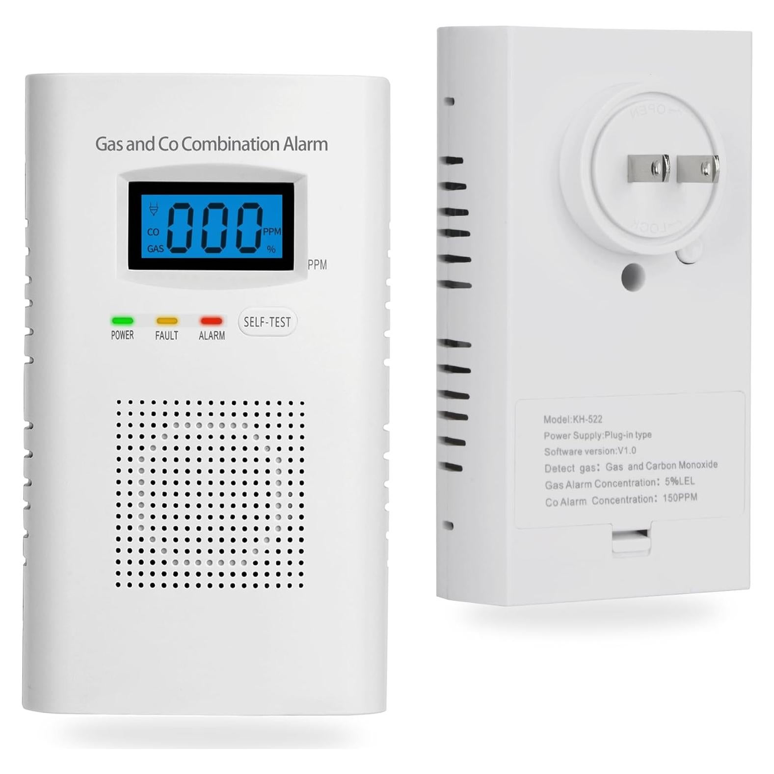 Detector de Gas y Monóxido Hembisen KH-522 2-en-1 Digital