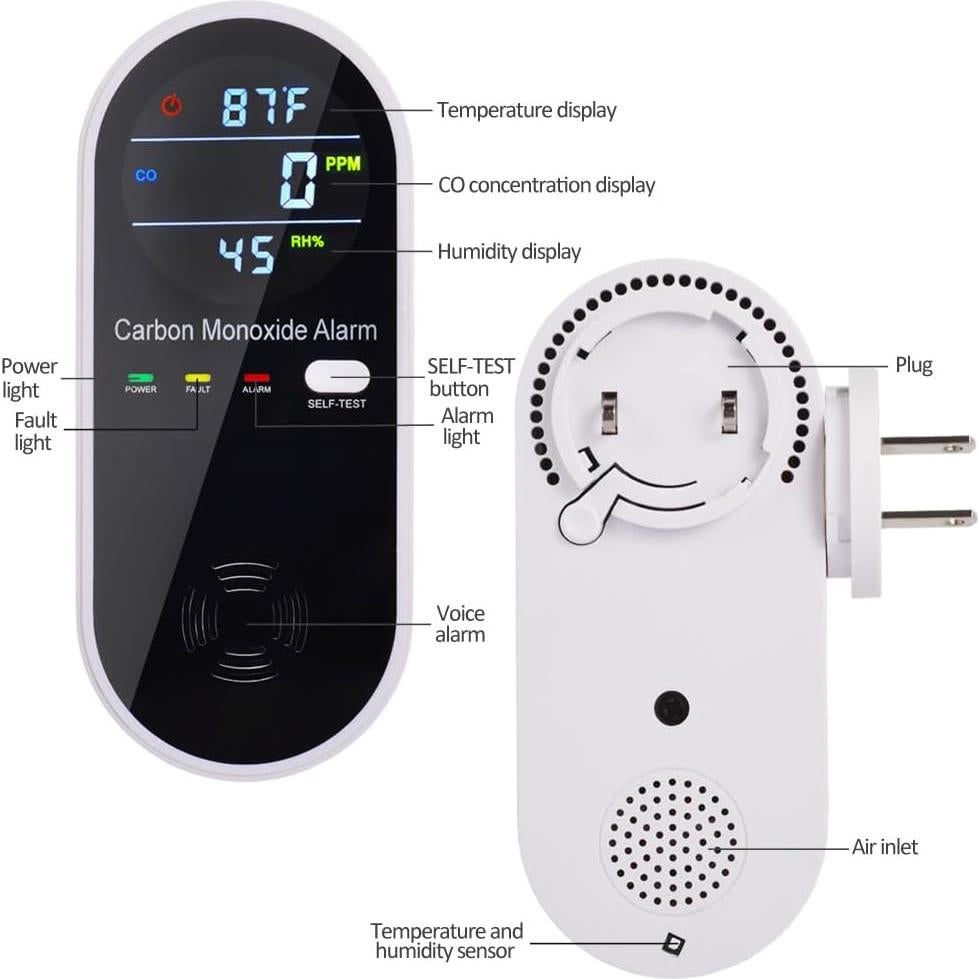 Detector de Monóxido de Carbono 3 en 1 Tianguang KH106