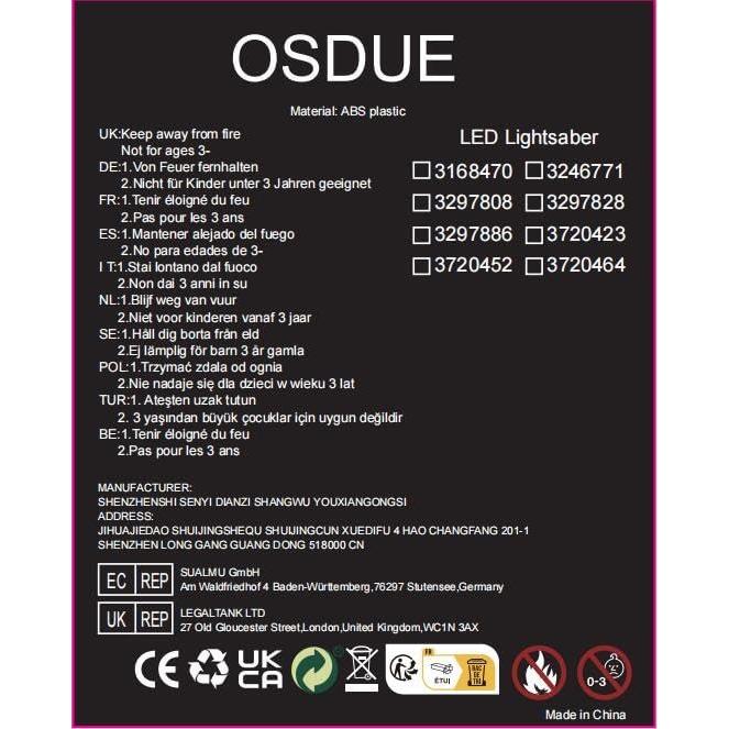 Sable de Luz OSDUE Retráctil 44-74 cm 7 Colores con Sonido