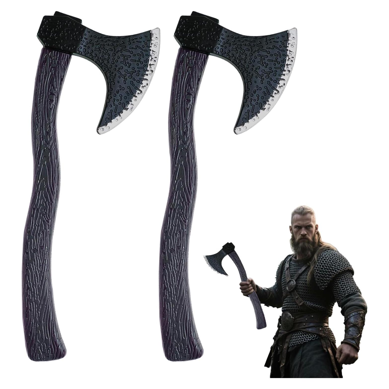 2 Hachas Vikingas de Plástico para Disfraz Halloween Unisex