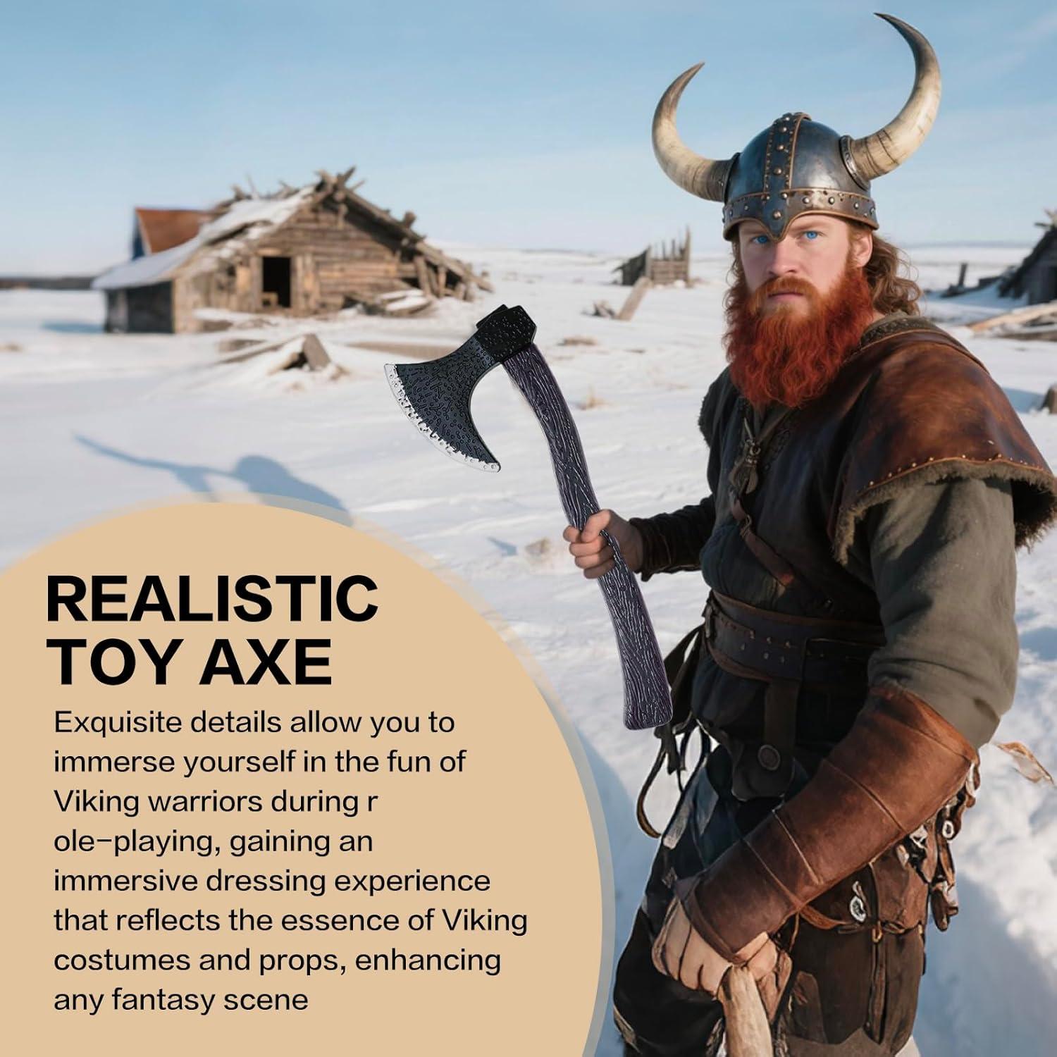 2 Hachas Vikingas de Plástico para Disfraz Halloween Unisex