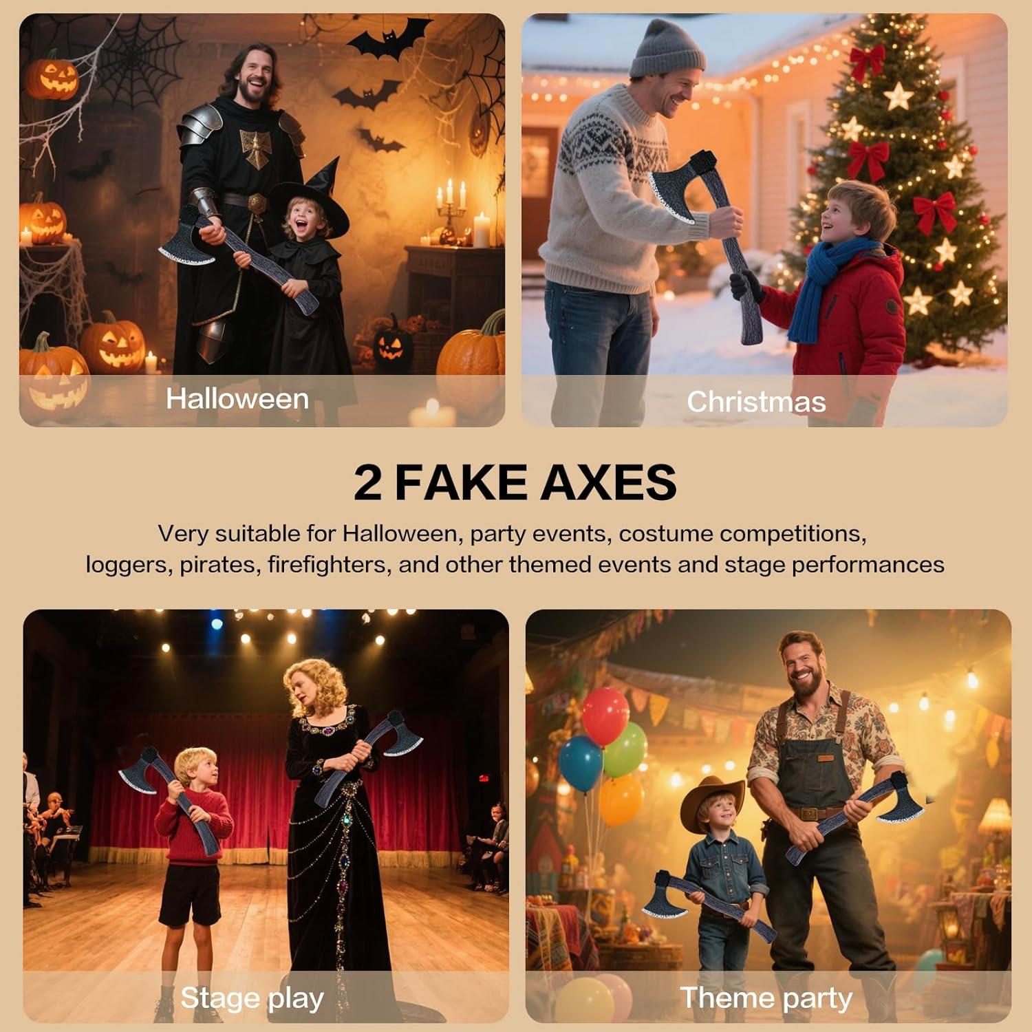 2 Hachas Vikingas de Plástico para Disfraz Halloween Unisex