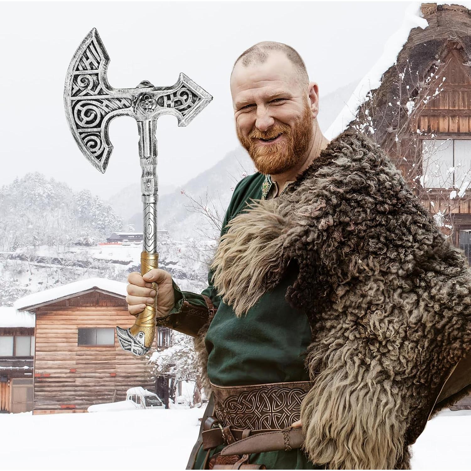 Hacha de Juguete Vikingo de Plástico 51cm - Accesorio de Disfraz