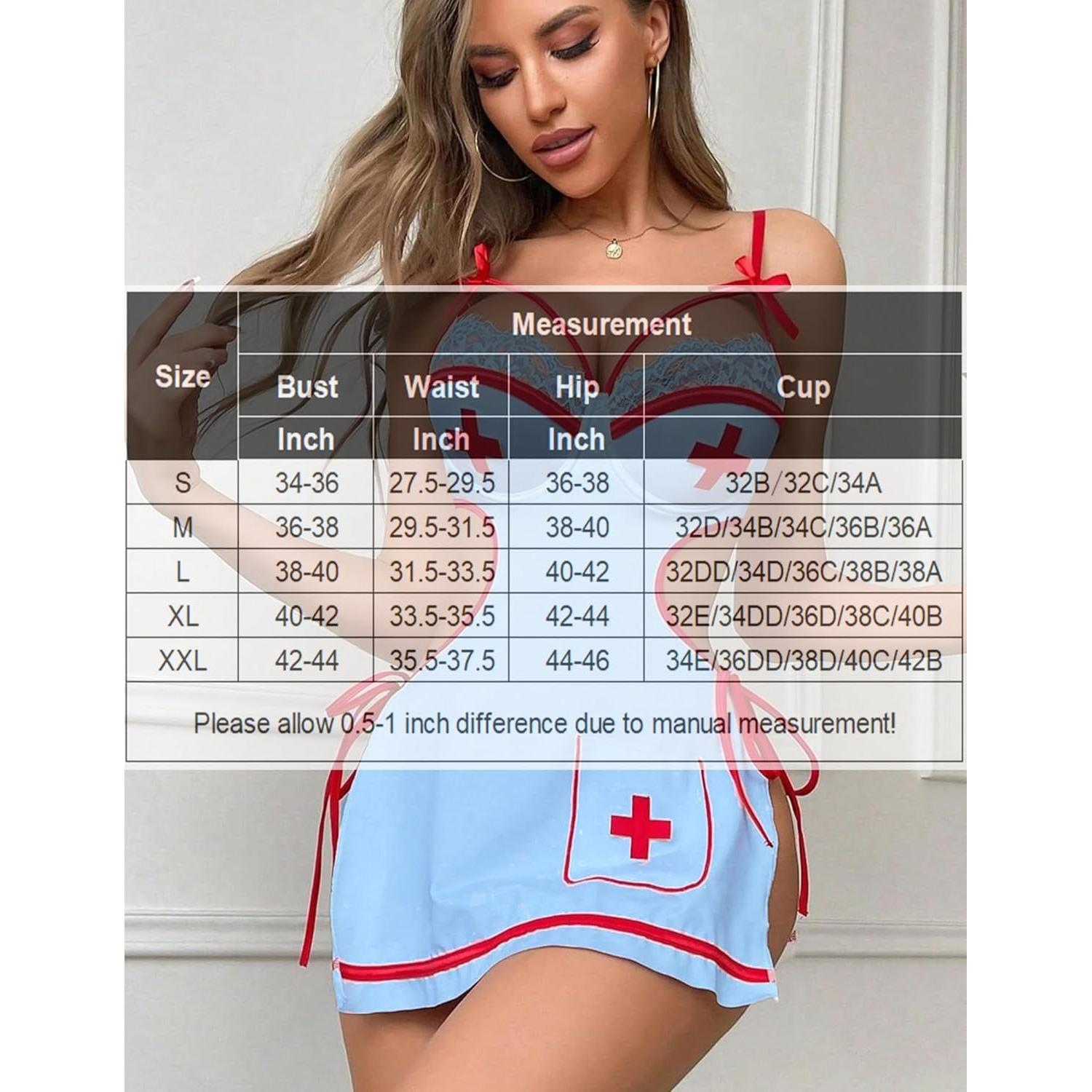 Lencería Babydoll Enfermera Avidlove Azul Claro con G-String