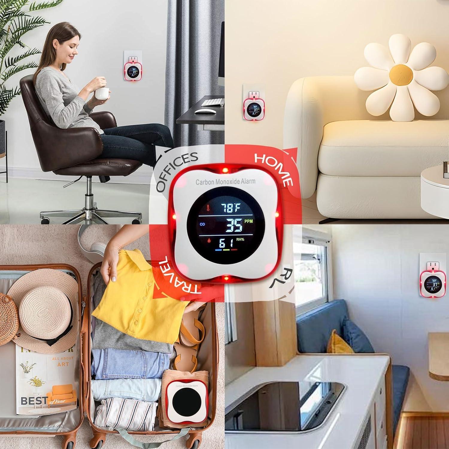 Detector de Monóxido de Carbono Vzmcov KH105 Plug-in con Pantalla