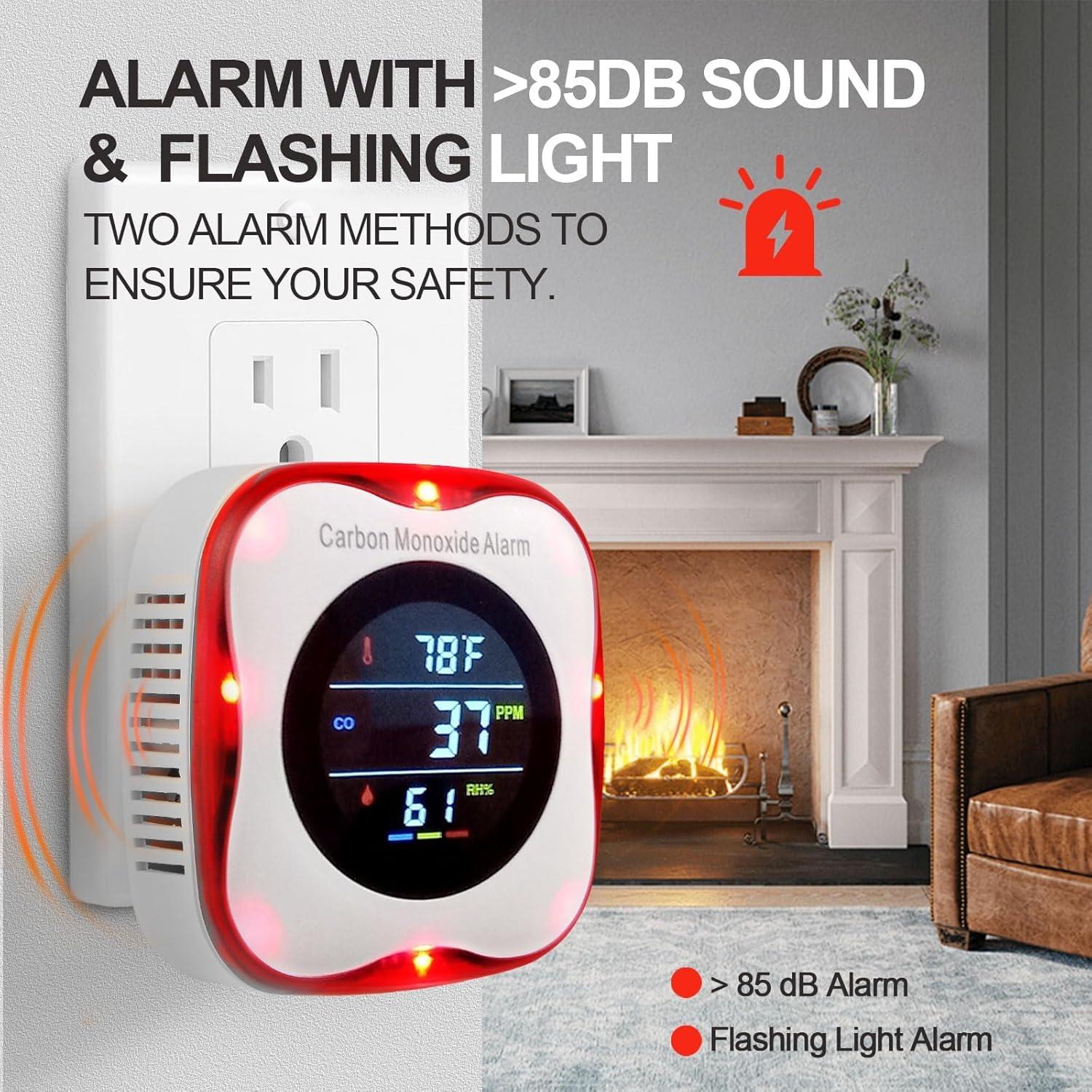 Detector de Monóxido de Carbono Vzmcov KH105 Plug-in con Pantalla