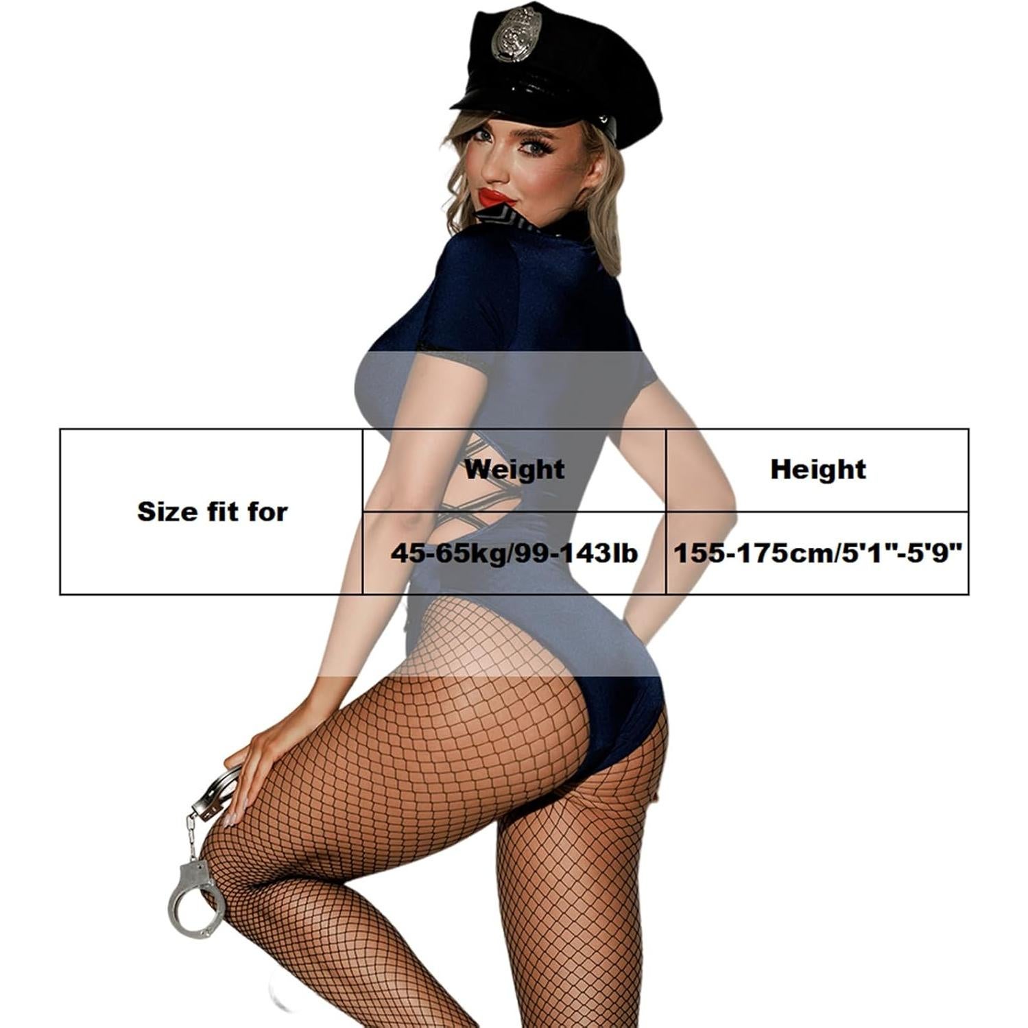 Disfraz Sexy de Policía para Mujer con Bodystocking y Accesorios