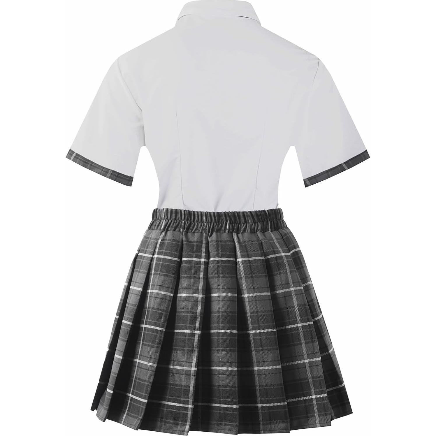 Disfraz de Chica Escolar Grande Gris Oscuro con Blusa y Falda