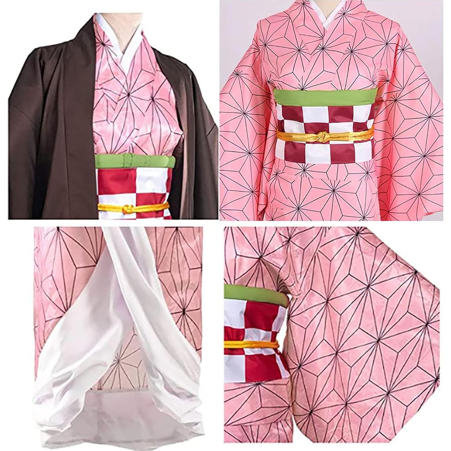 Disfraz de Cosplay Kamado para Mujeres con Peluca Rosa XL