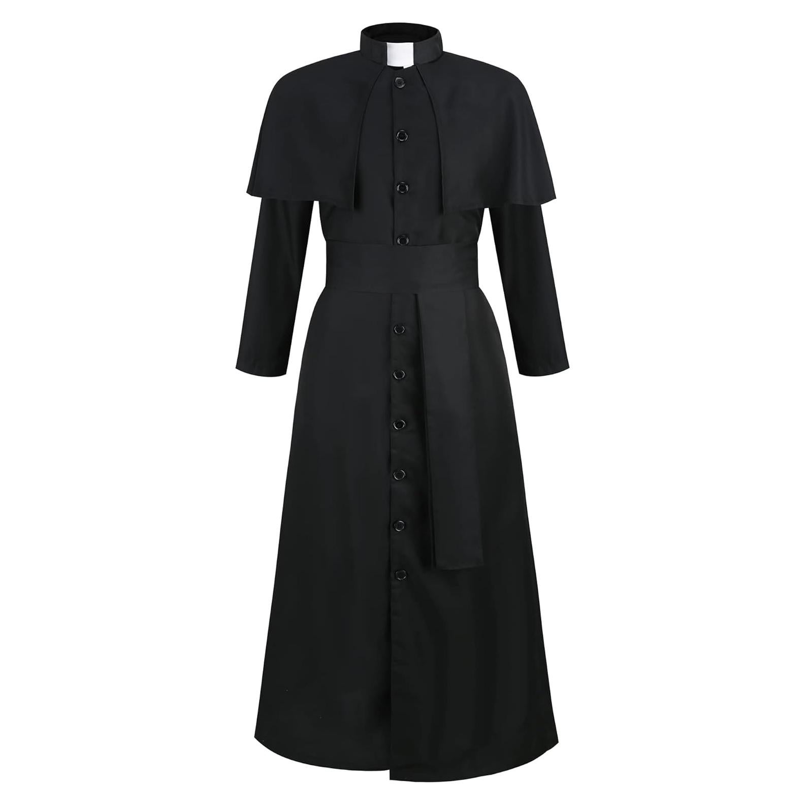 Traje de Sacerdote para Hombre GRAJTCIN Túnica Negra Grande