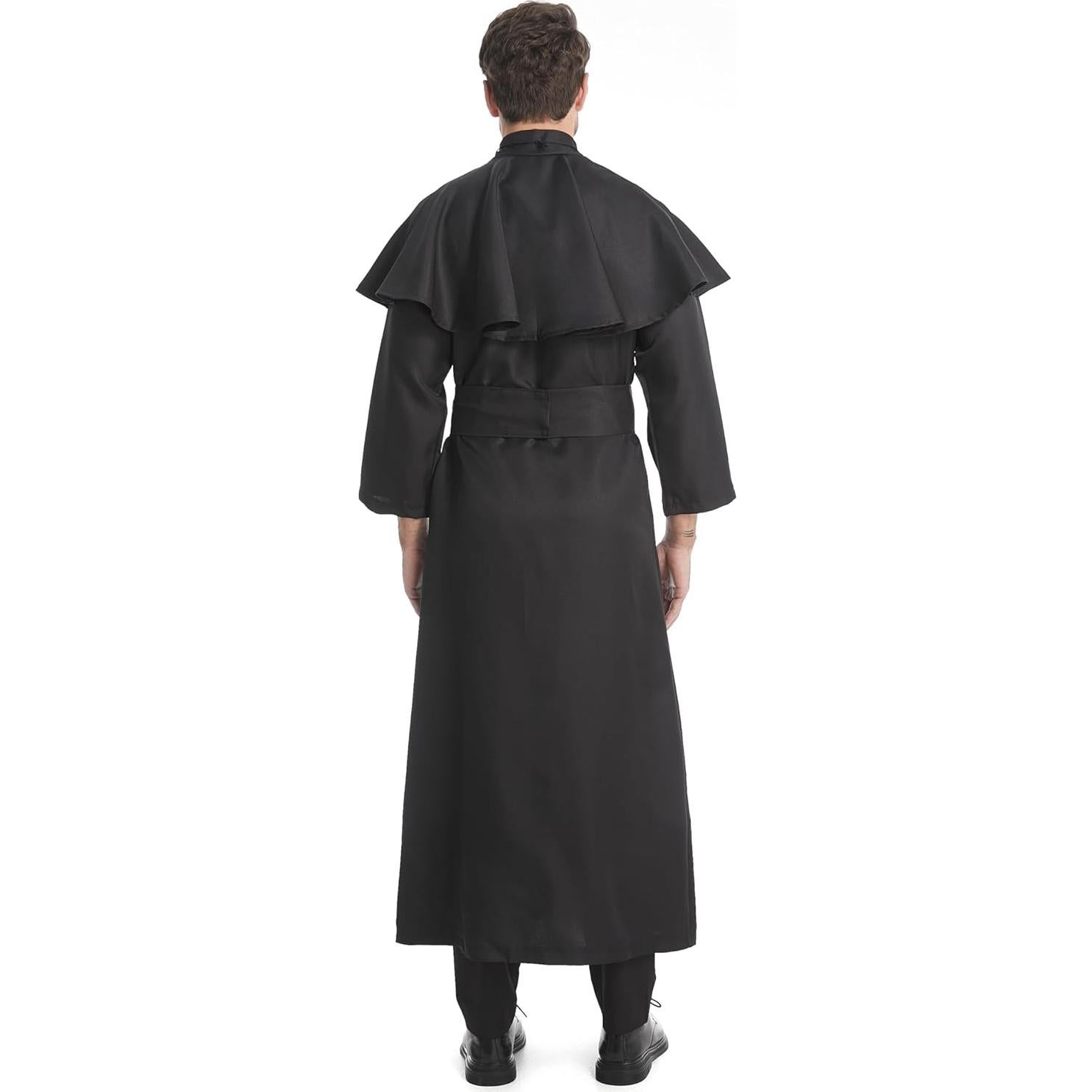 Traje de Sacerdote para Hombre GRAJTCIN Túnica Negra Grande
