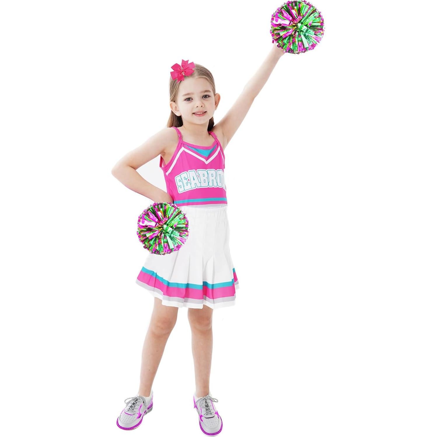 Disfraz de Animadora para Niñas 3-14 Años - Rosa con Pompones