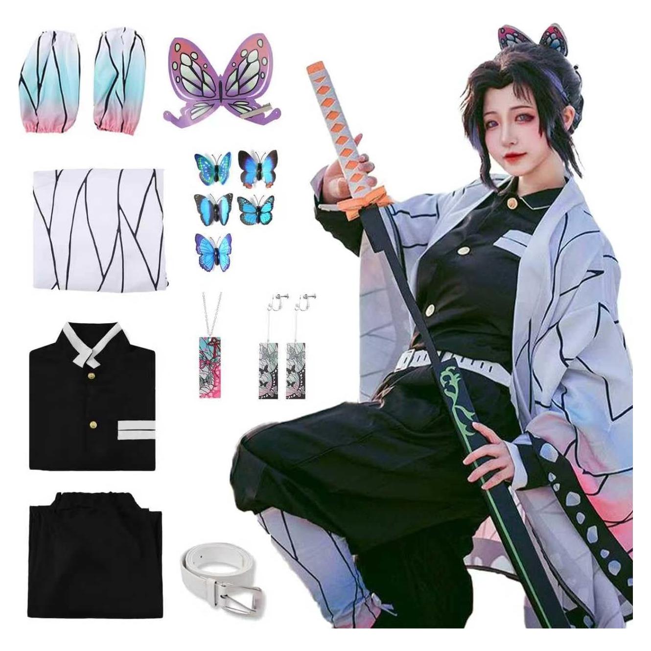 Disfraz de Halloween Kimono Japonés Anime para Adultas 8 Piezas