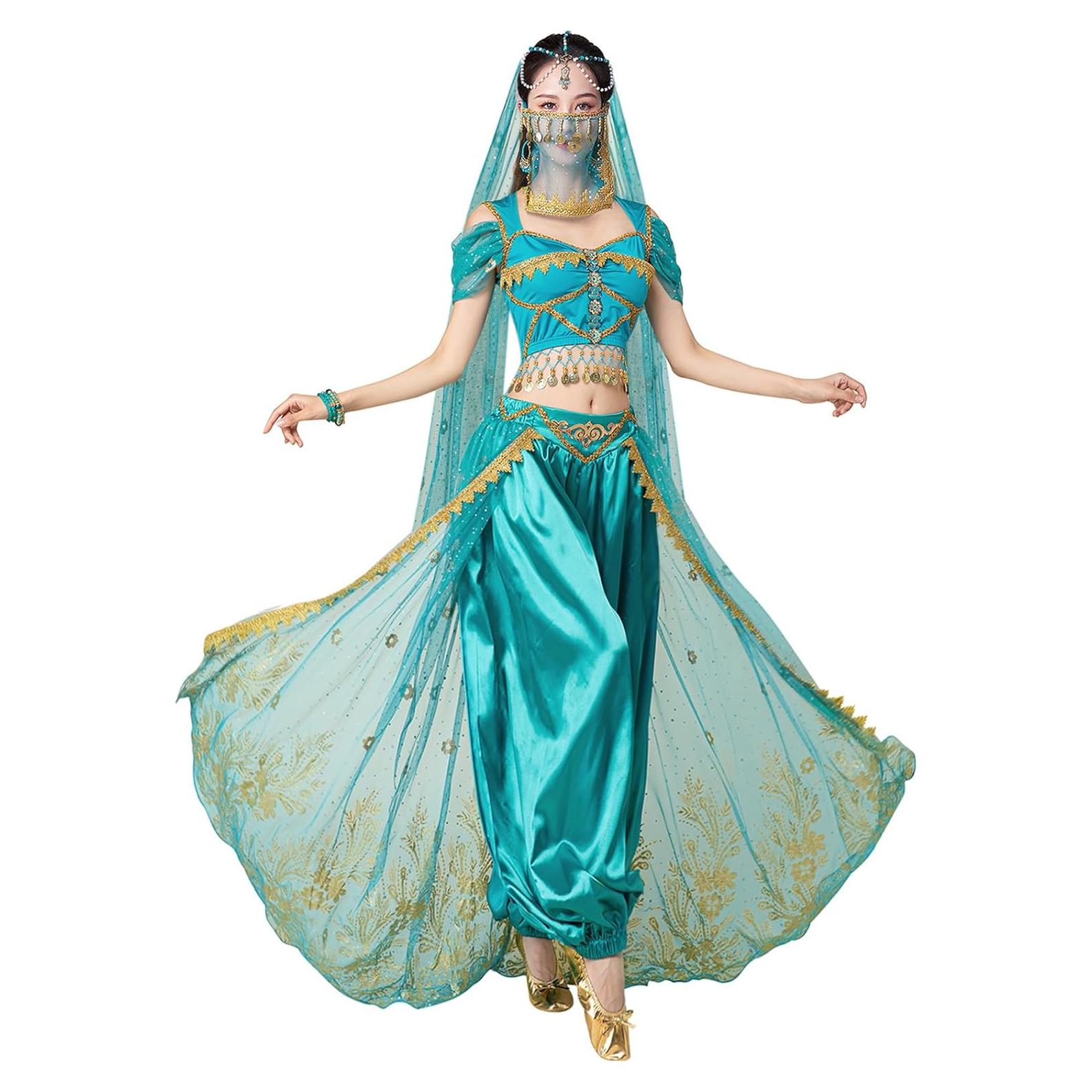 Disfraz de Jazmín para Mujeres - Princesa Árabe Grande Verde Azulado