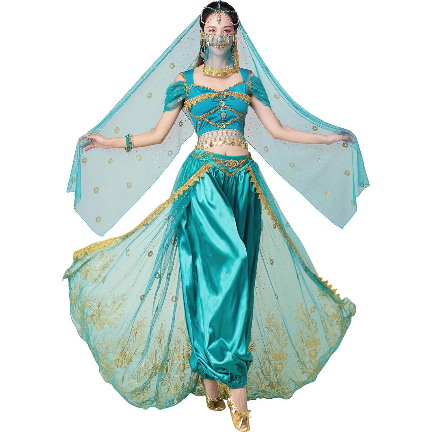 Disfraz de Jazmín para Mujeres - Princesa Árabe Grande Verde Azulado