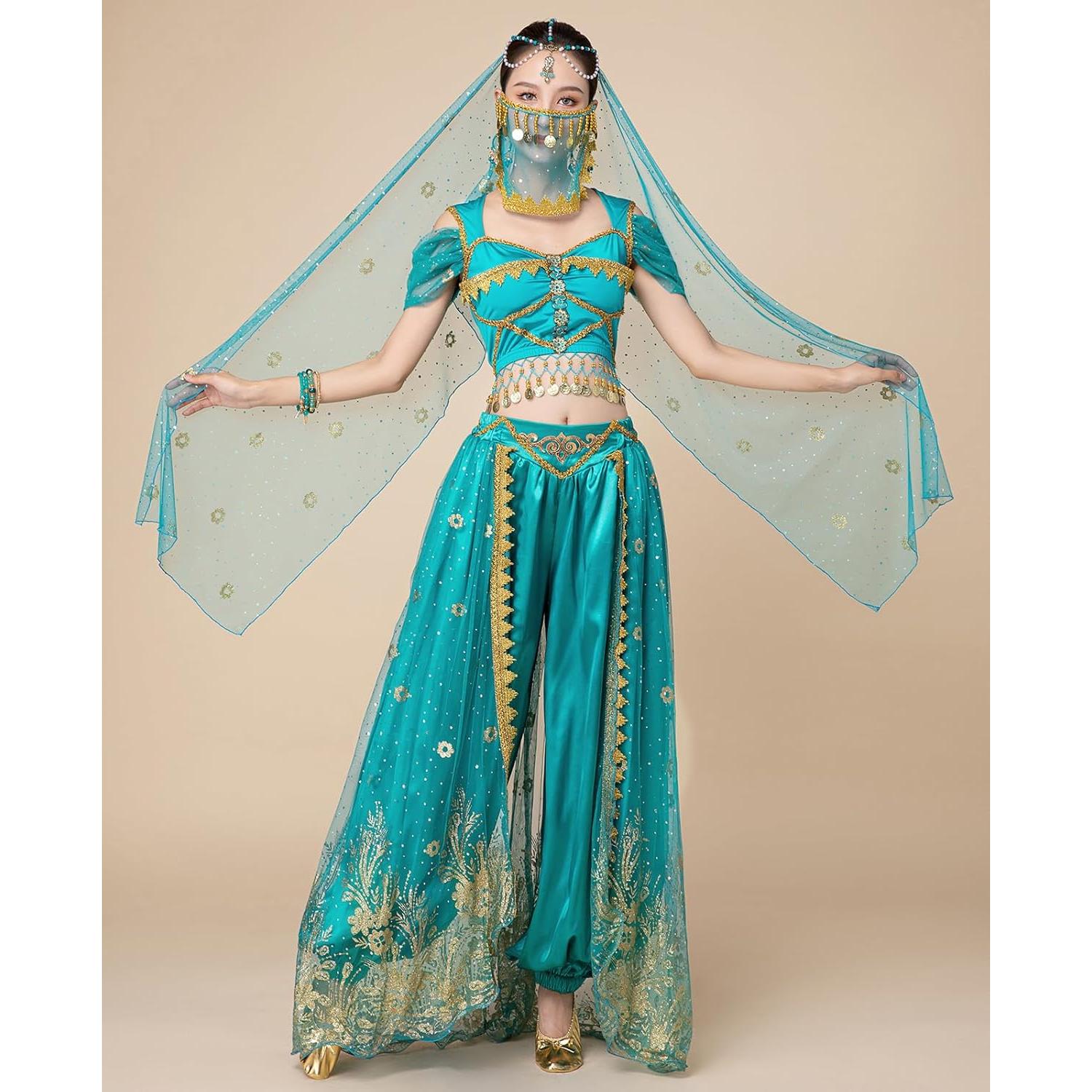 Disfraz de Jazmín para Mujeres - Princesa Árabe Grande Verde Azulado