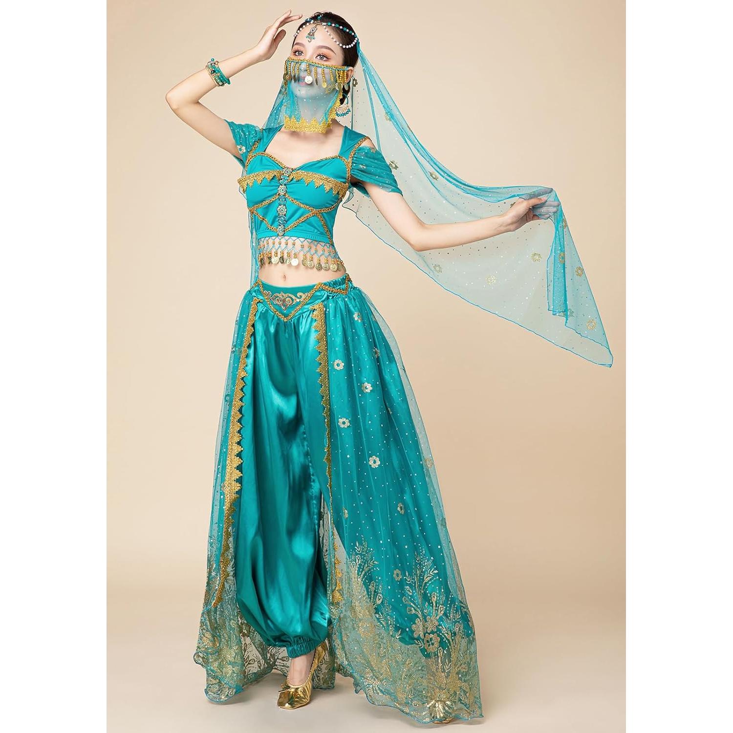 Disfraz de Jazmín para Mujeres - Princesa Árabe Grande Verde Azulado