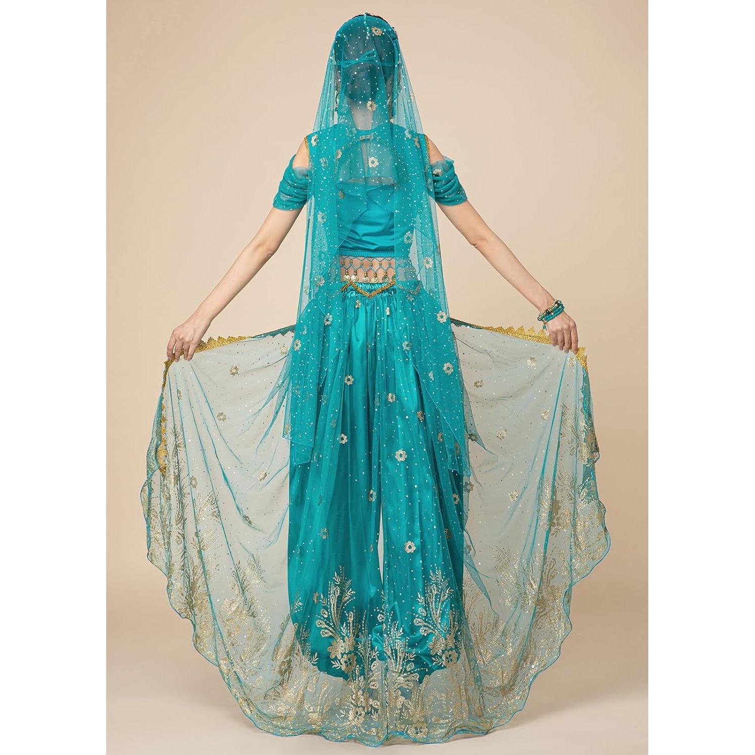 Disfraz de Jazmín para Mujeres - Princesa Árabe Grande Verde Azulado