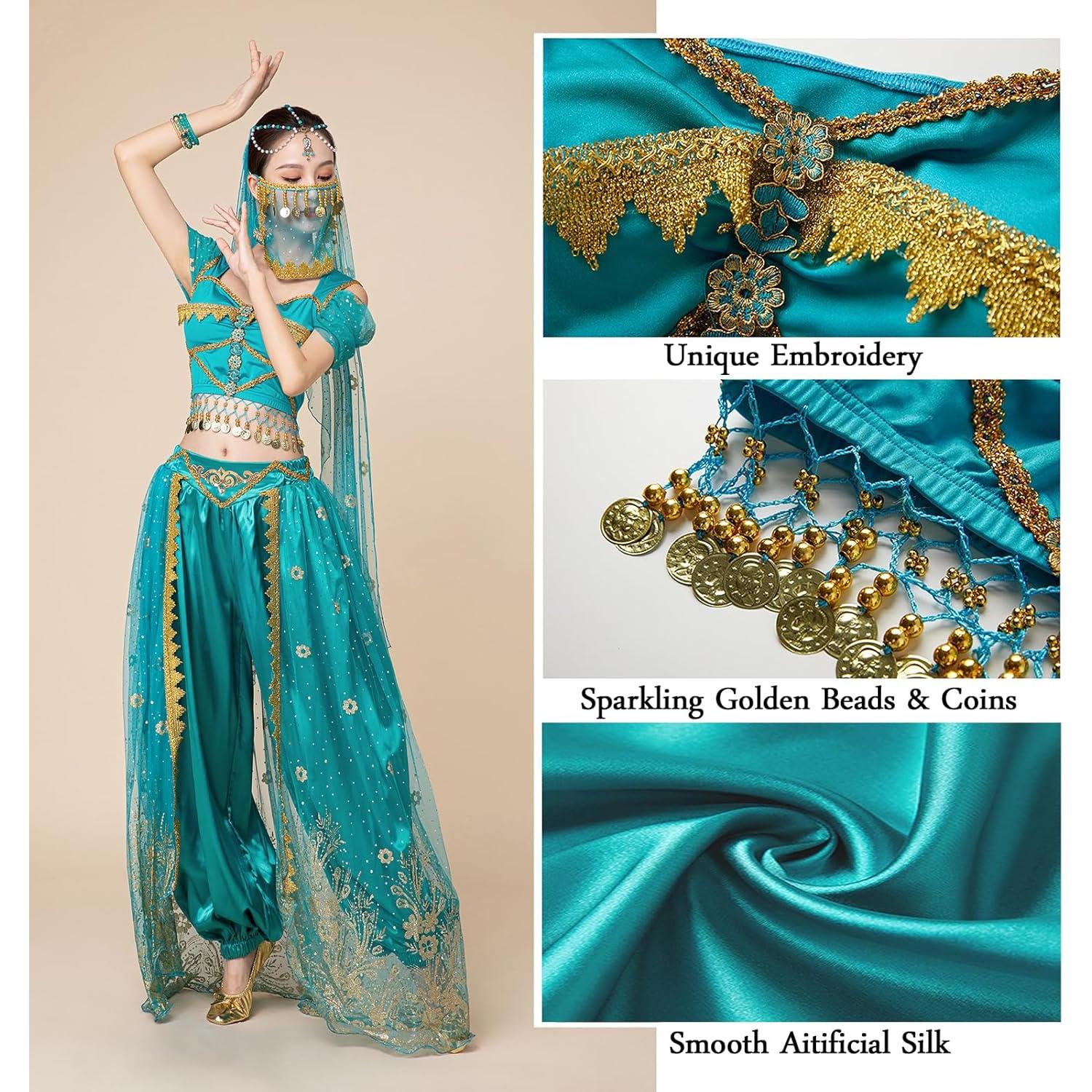 Disfraz de Jazmín para Mujeres - Princesa Árabe Grande Verde Azulado